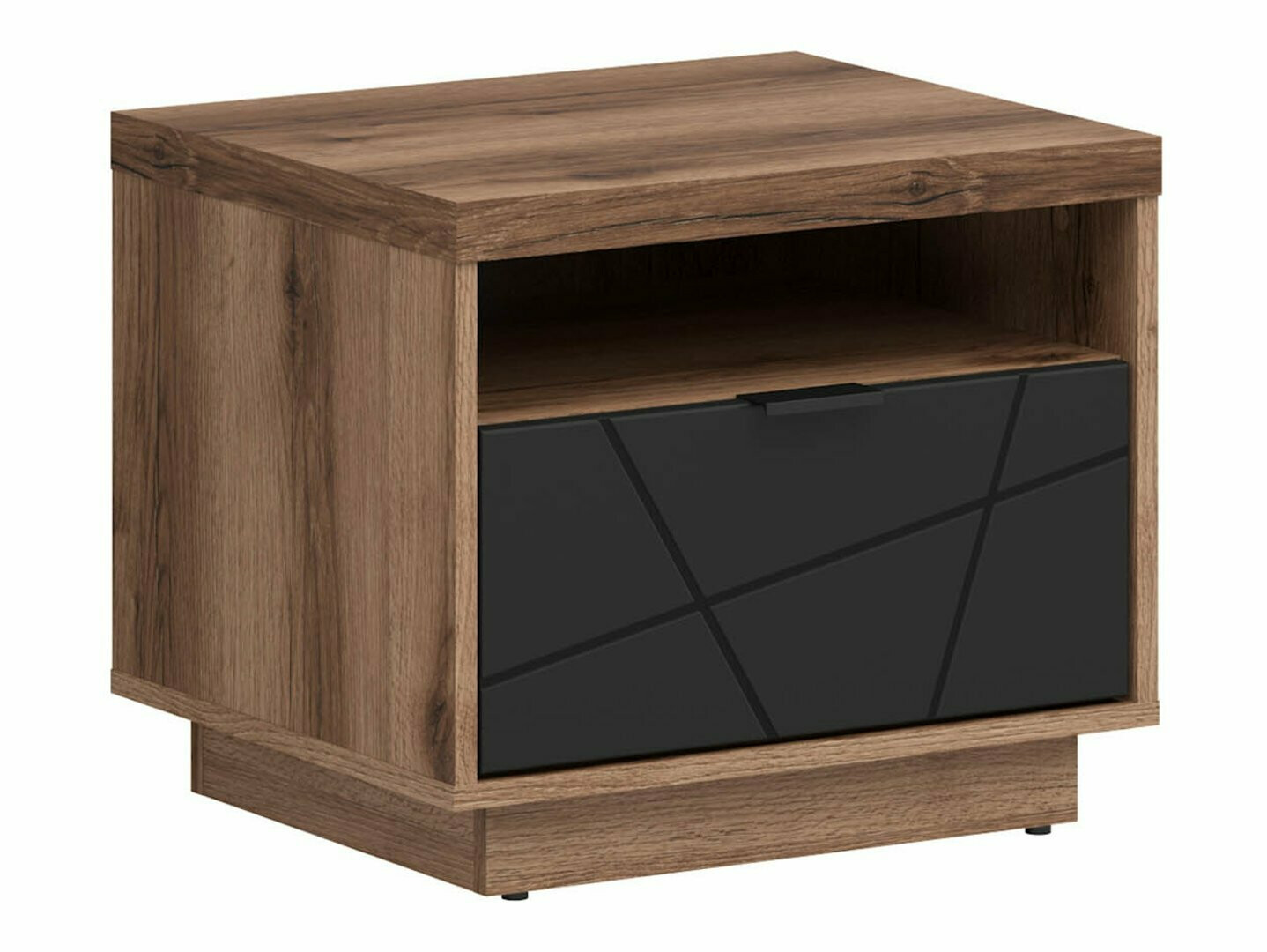 Noćni ormarić Fivale 115 (Tamni Delano hrast + Mat crna)