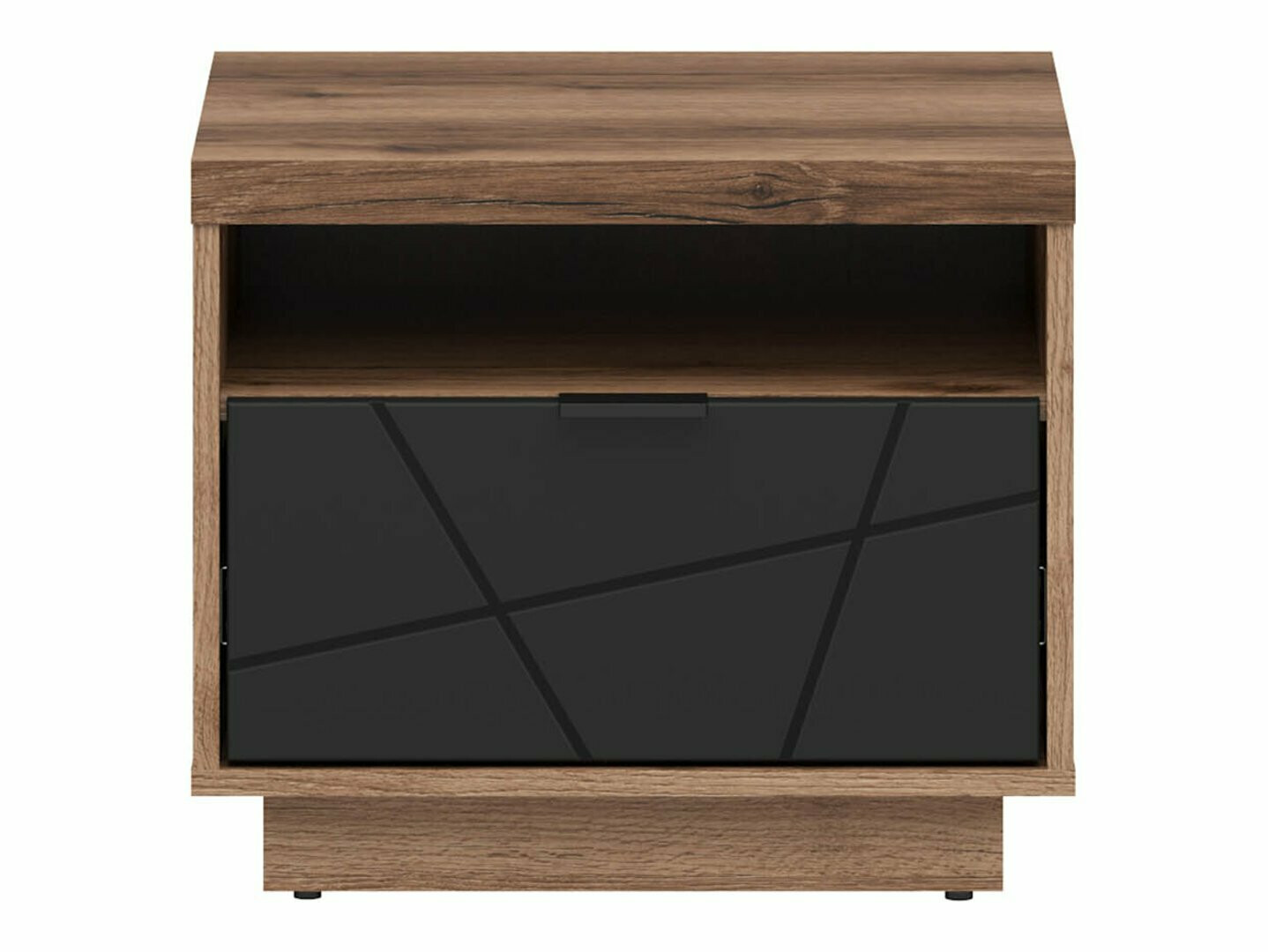 Noćni ormarić Fivale 115 (Tamni Delano hrast + Mat crna)