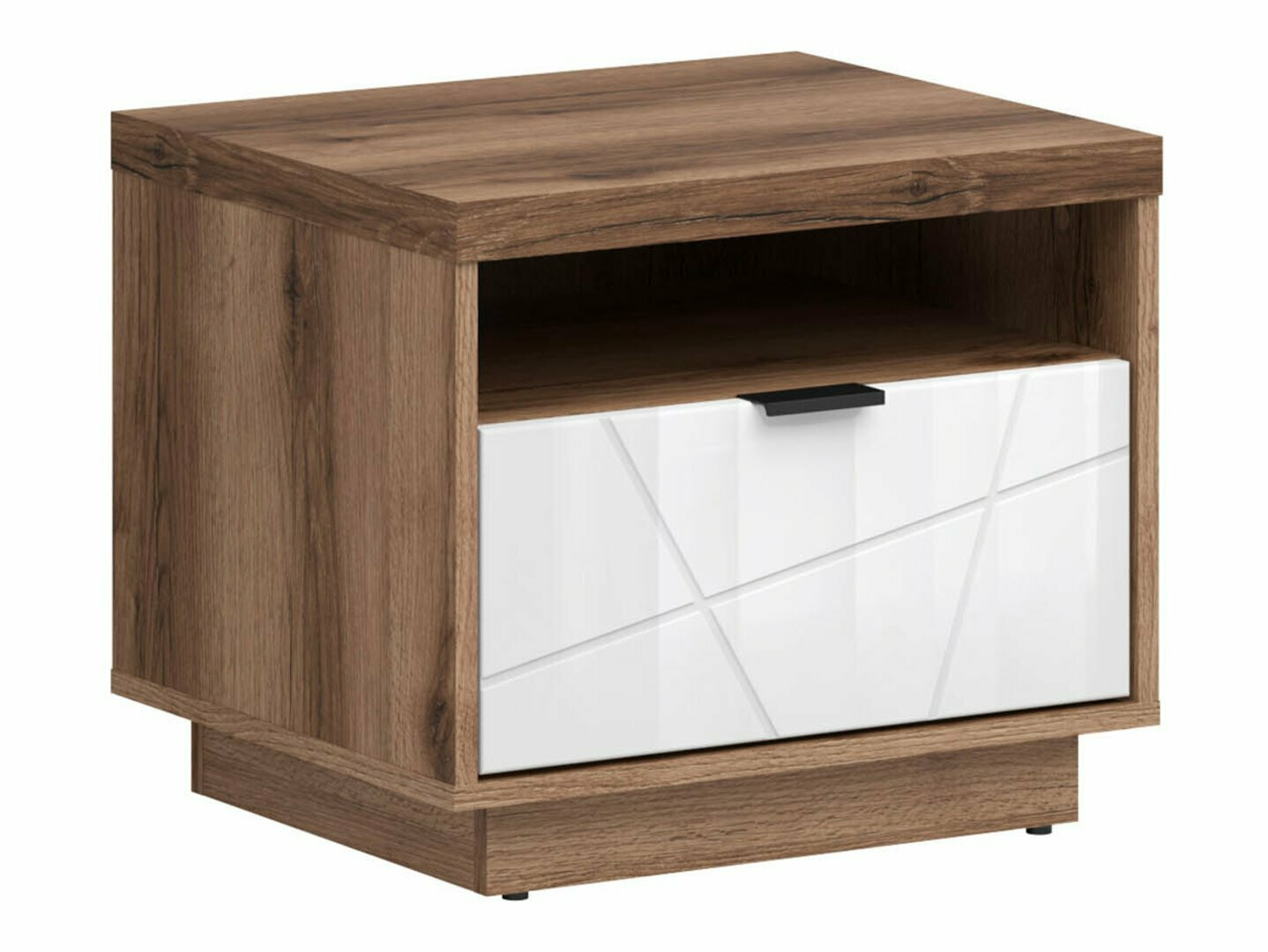 Noćni ormarić Fivale 115 (Tamni Delano hrast + Sjajno belo)