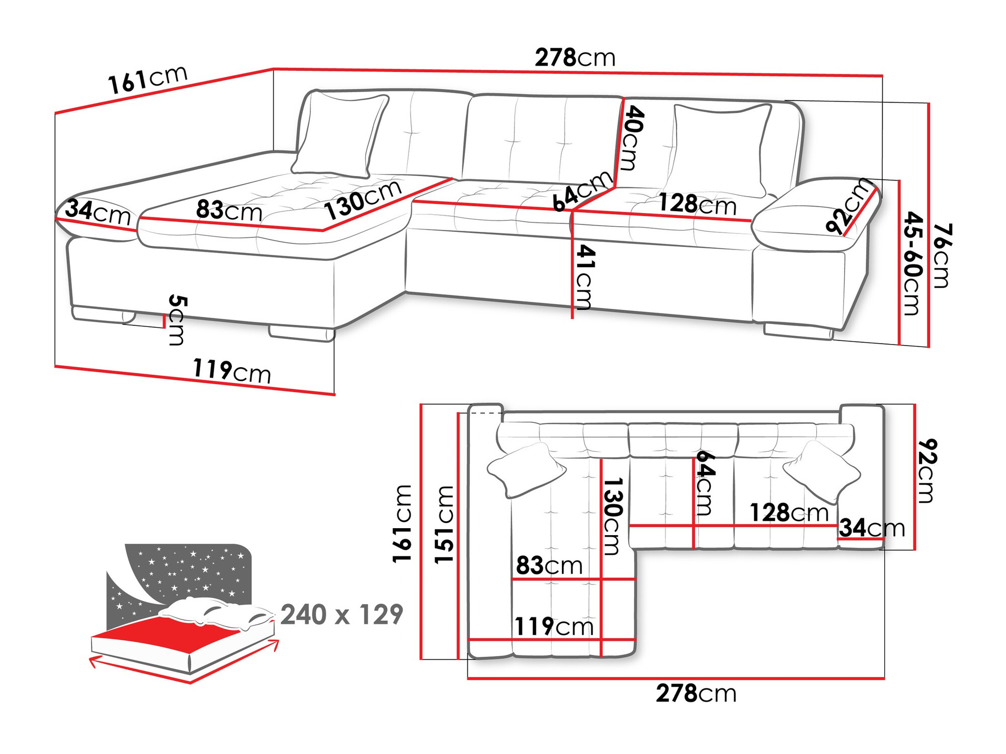 Ugaona sofa Comfivo 250 (Horton 204.01)