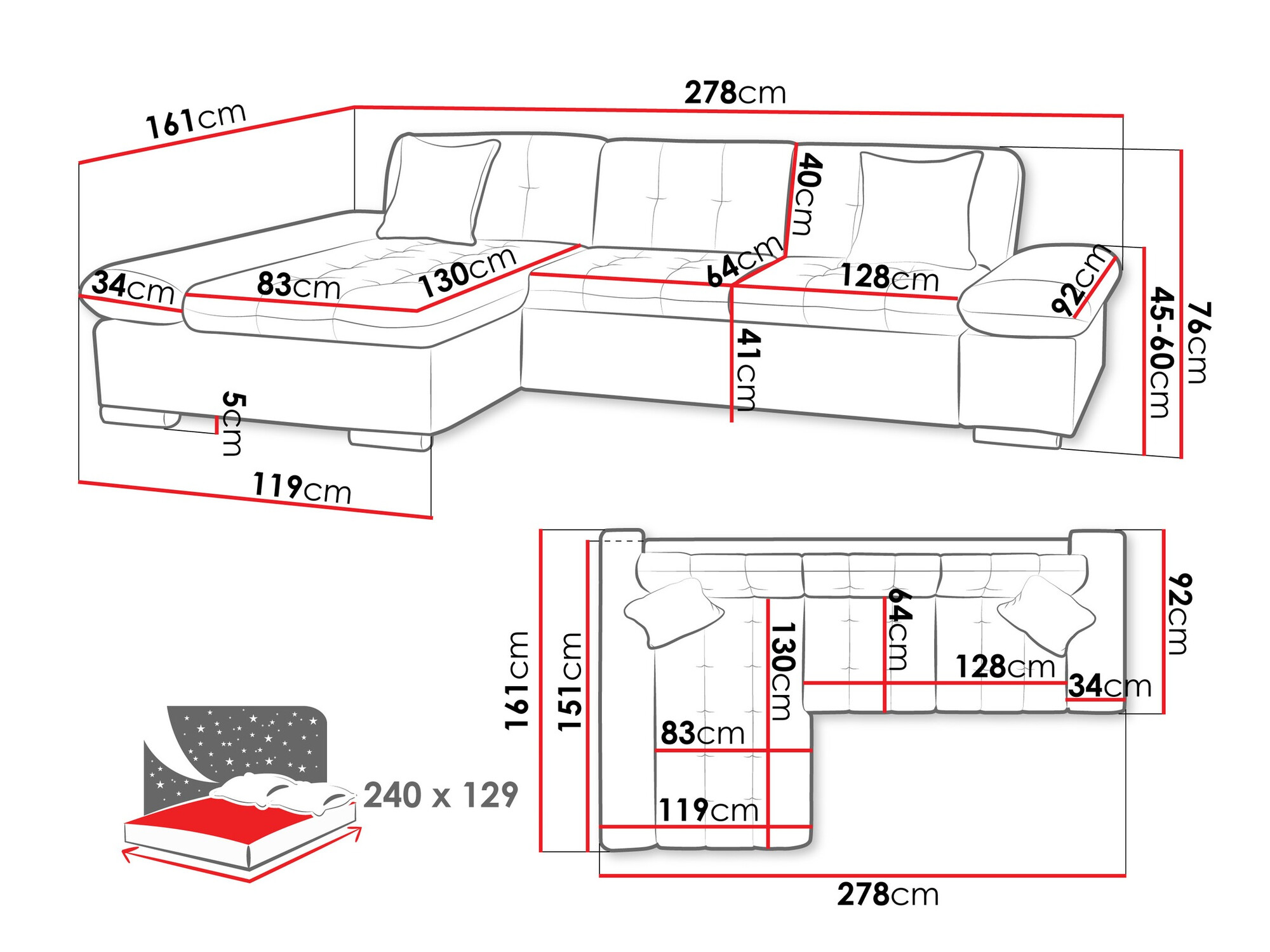 Ugaona sofa Comfivo 250 (Otusso 14 + Sorriso 04)