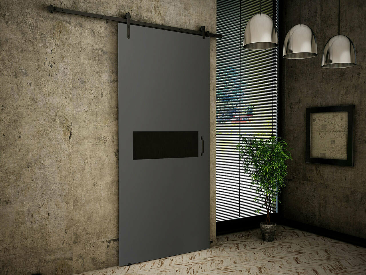 Klizna vrata Dover 157 (Antricit (ugalj) + Crno)