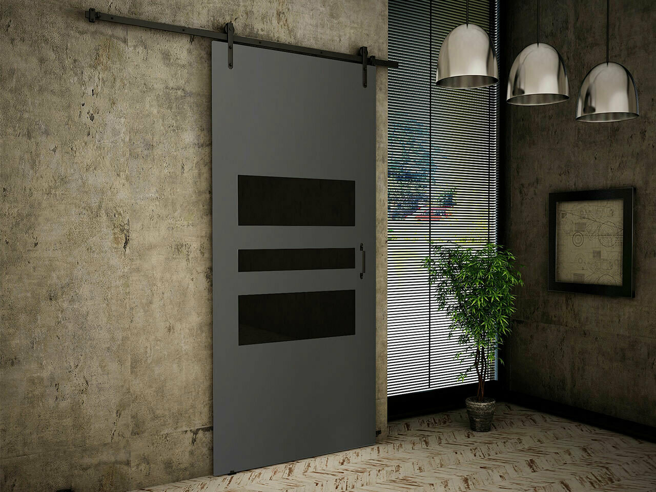 Klizna vrata Dover 162 (Antricit (ugalj) + Crno)