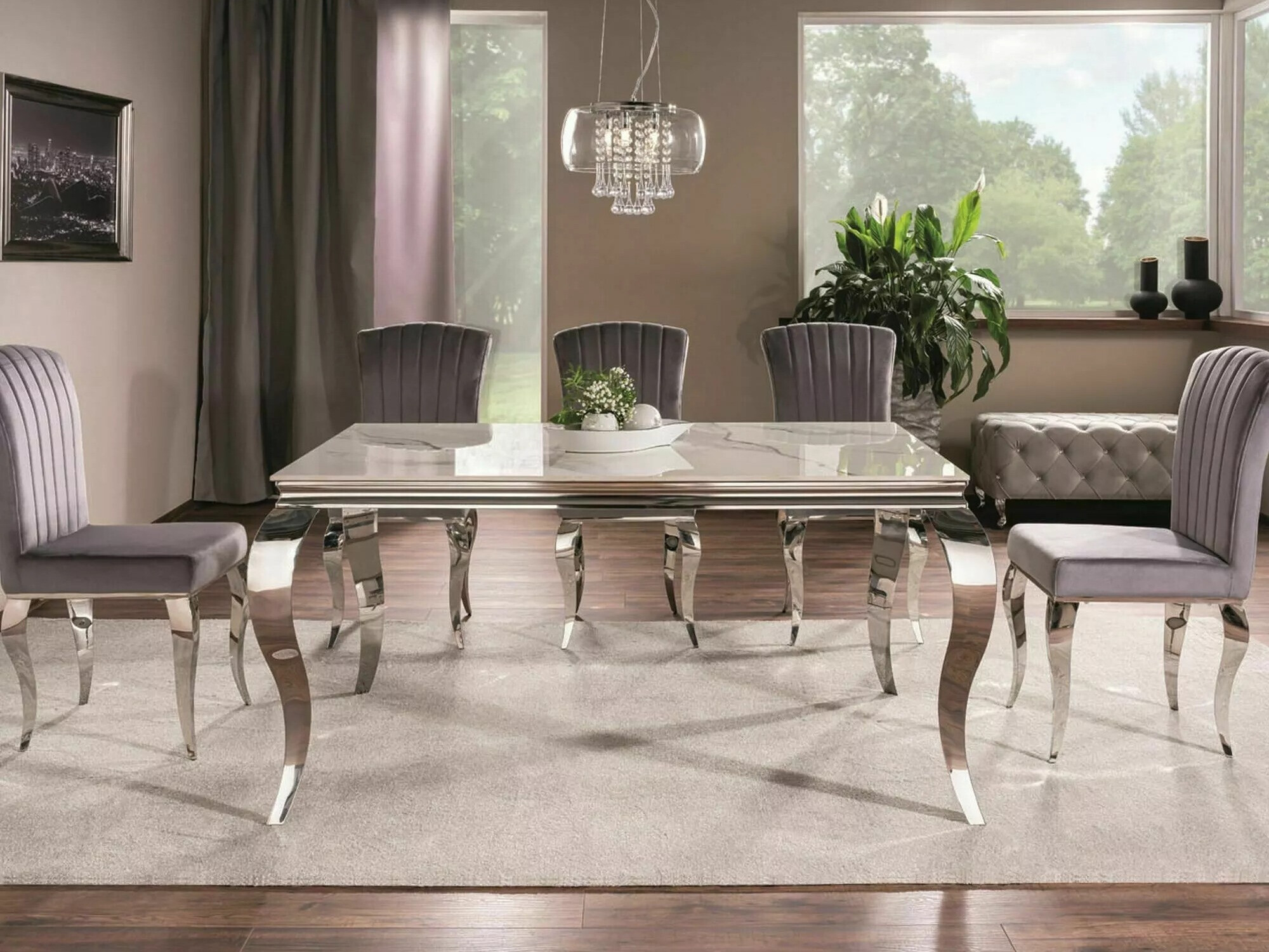 Sto Detroit 325 (Srebrna + Beli mermer)