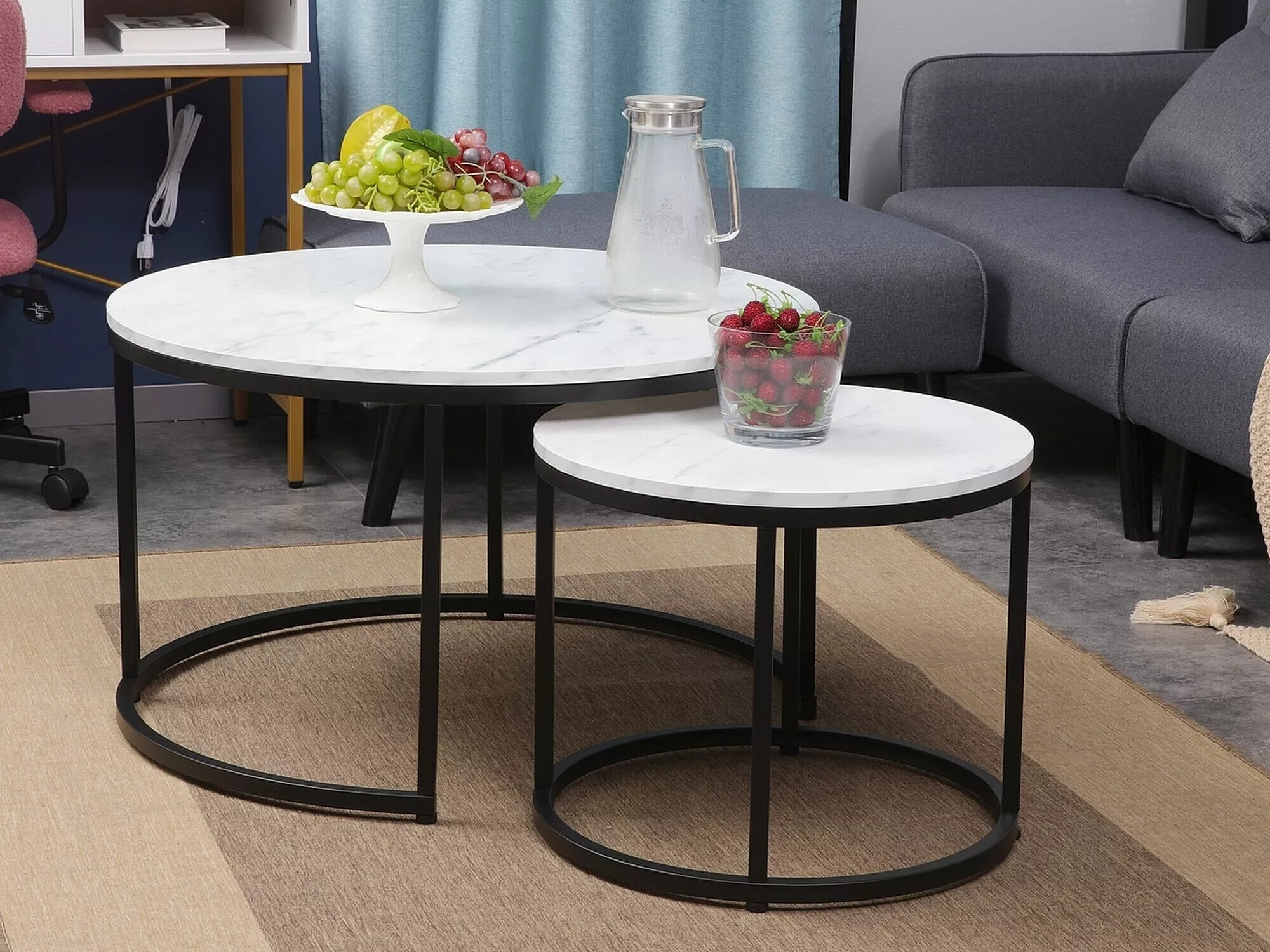 Set stočića za kafu Detroit 397 (Beli mermer)