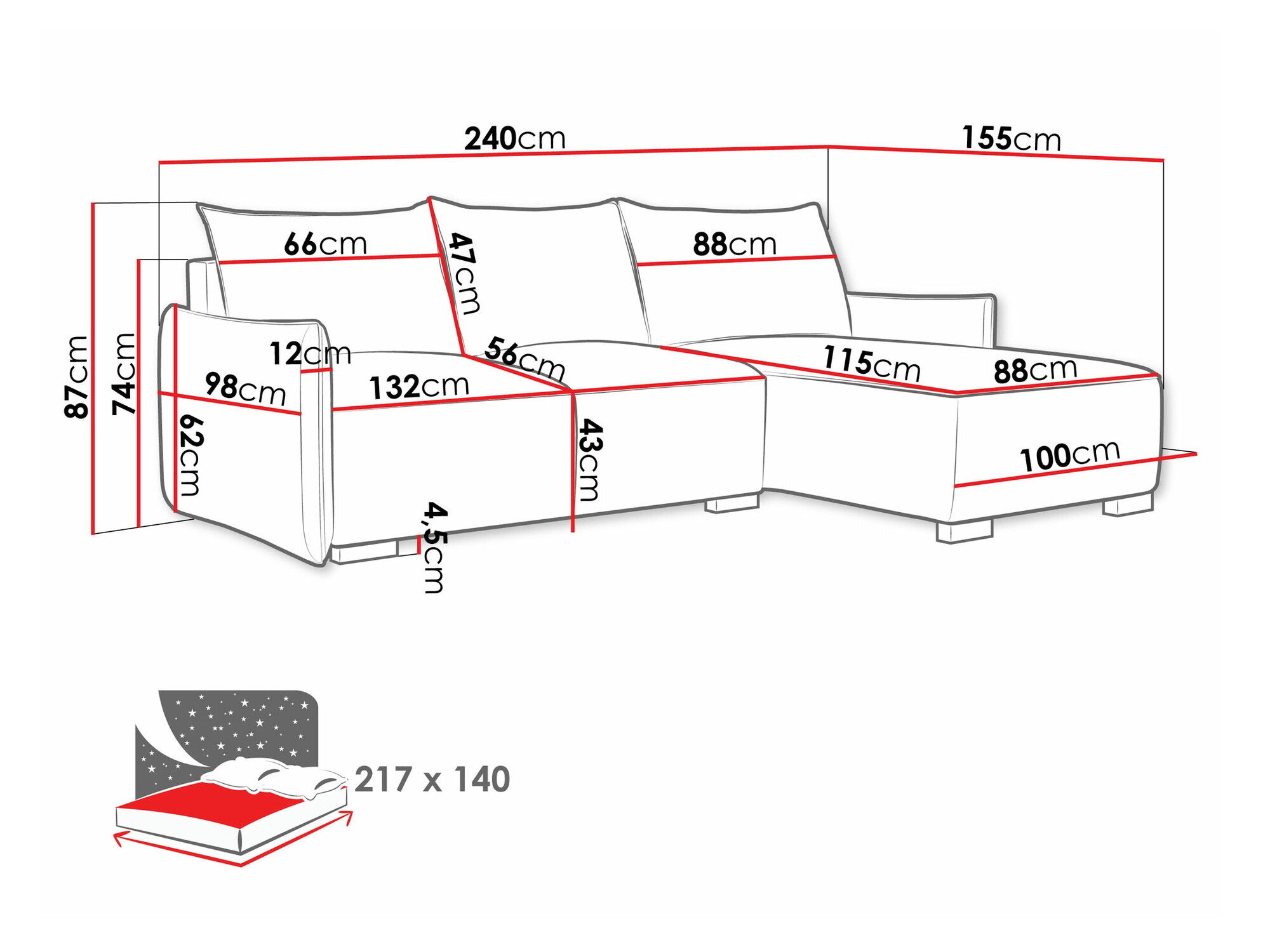 Ugaona sofa Columbus 226 (Soul 15)