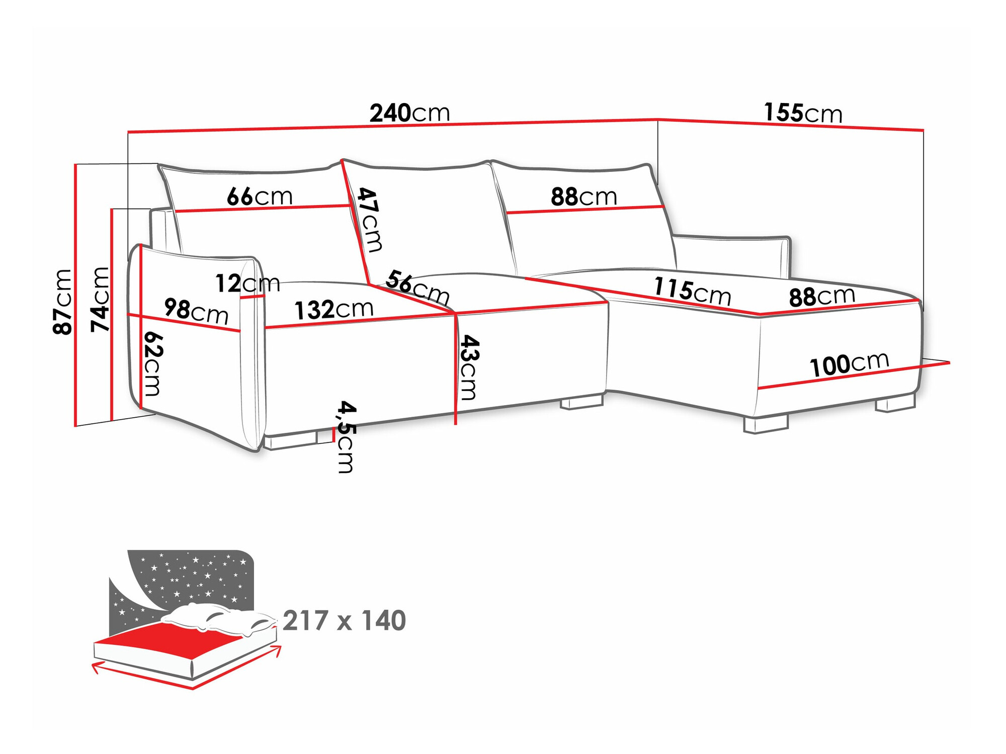 Ugaona sofa Columbus 226 (Soul 1)