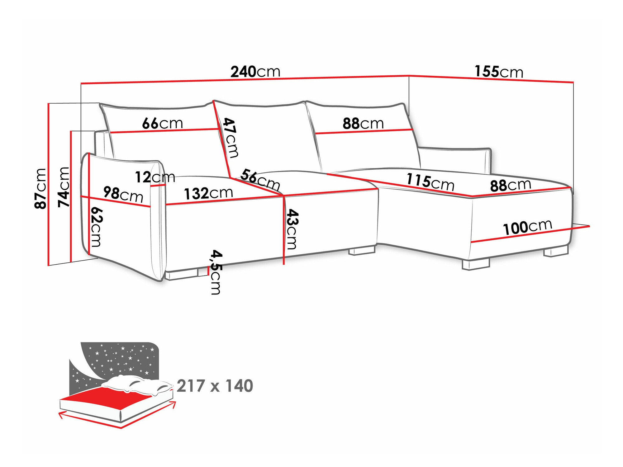 Ugaona sofa Columbus 226 (Soul 4)