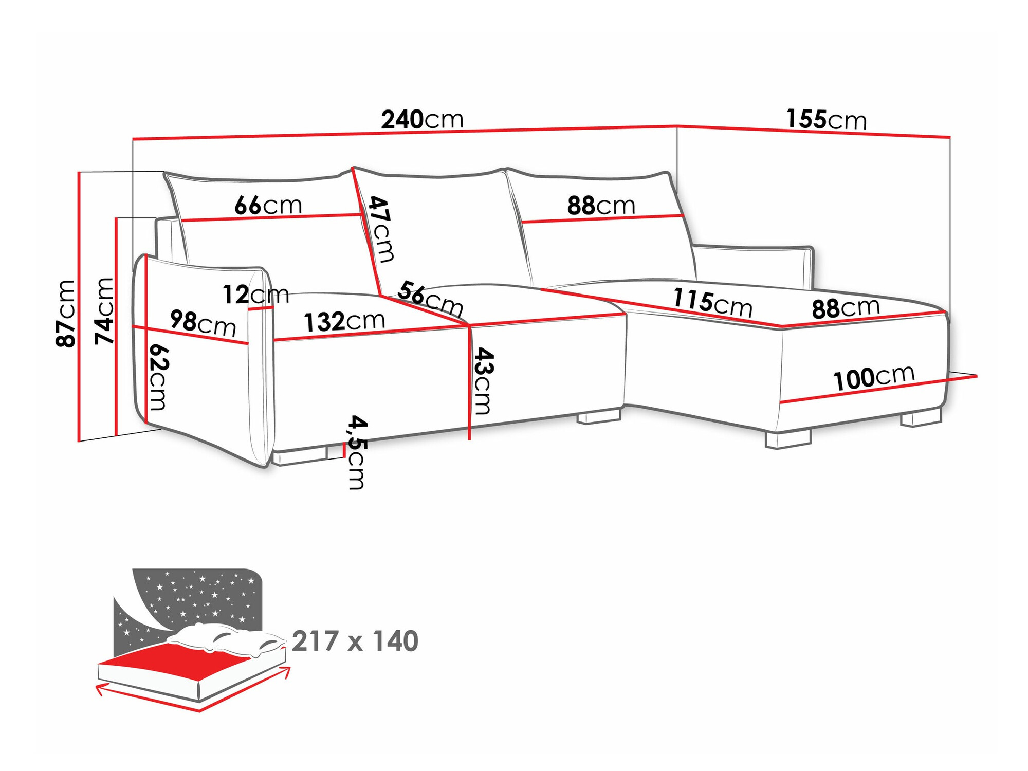 Ugaona sofa Columbus 226 (Soul 8)