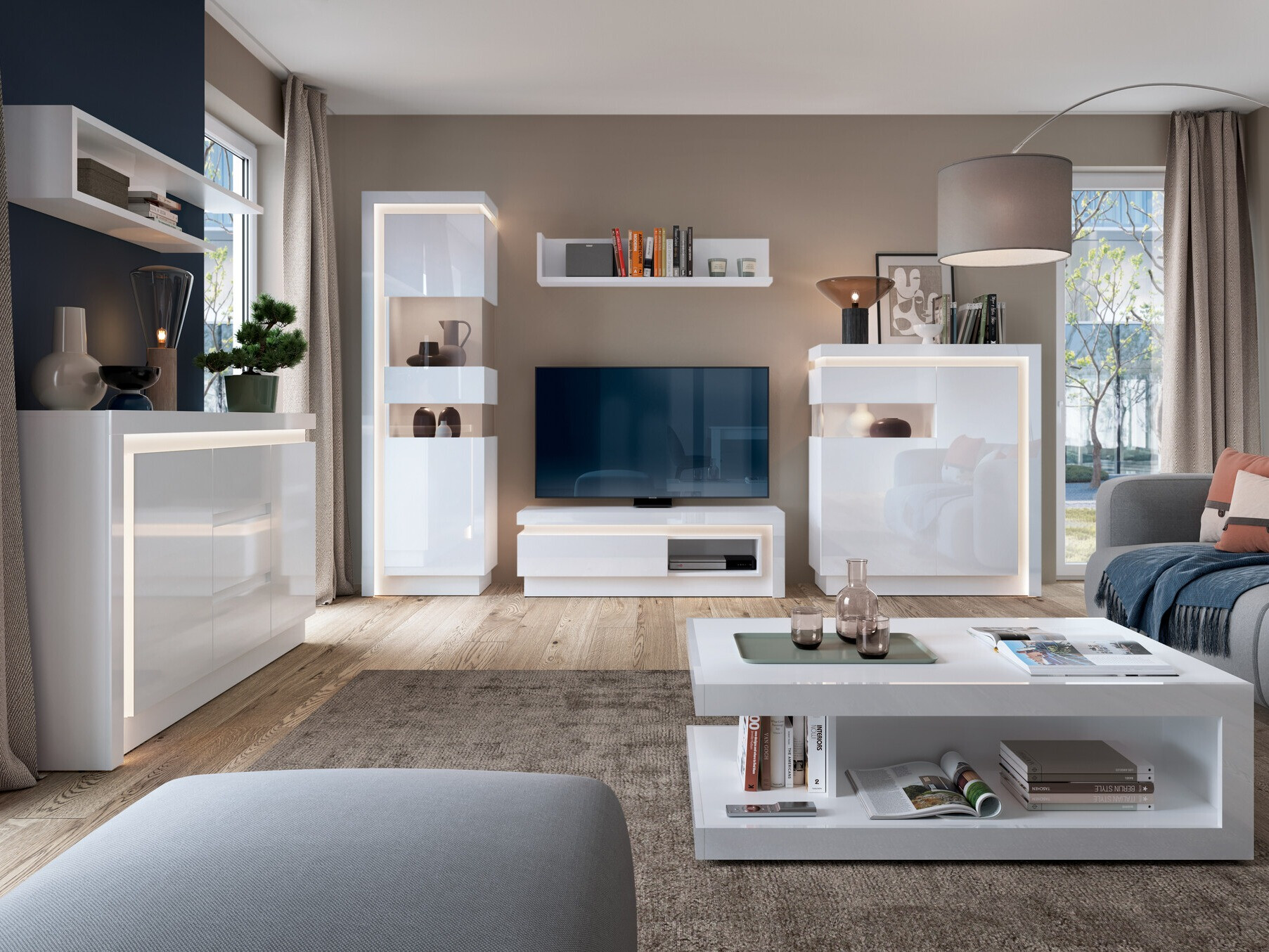 Komoda Feldeli 103 (Belo + Sjajno belo)