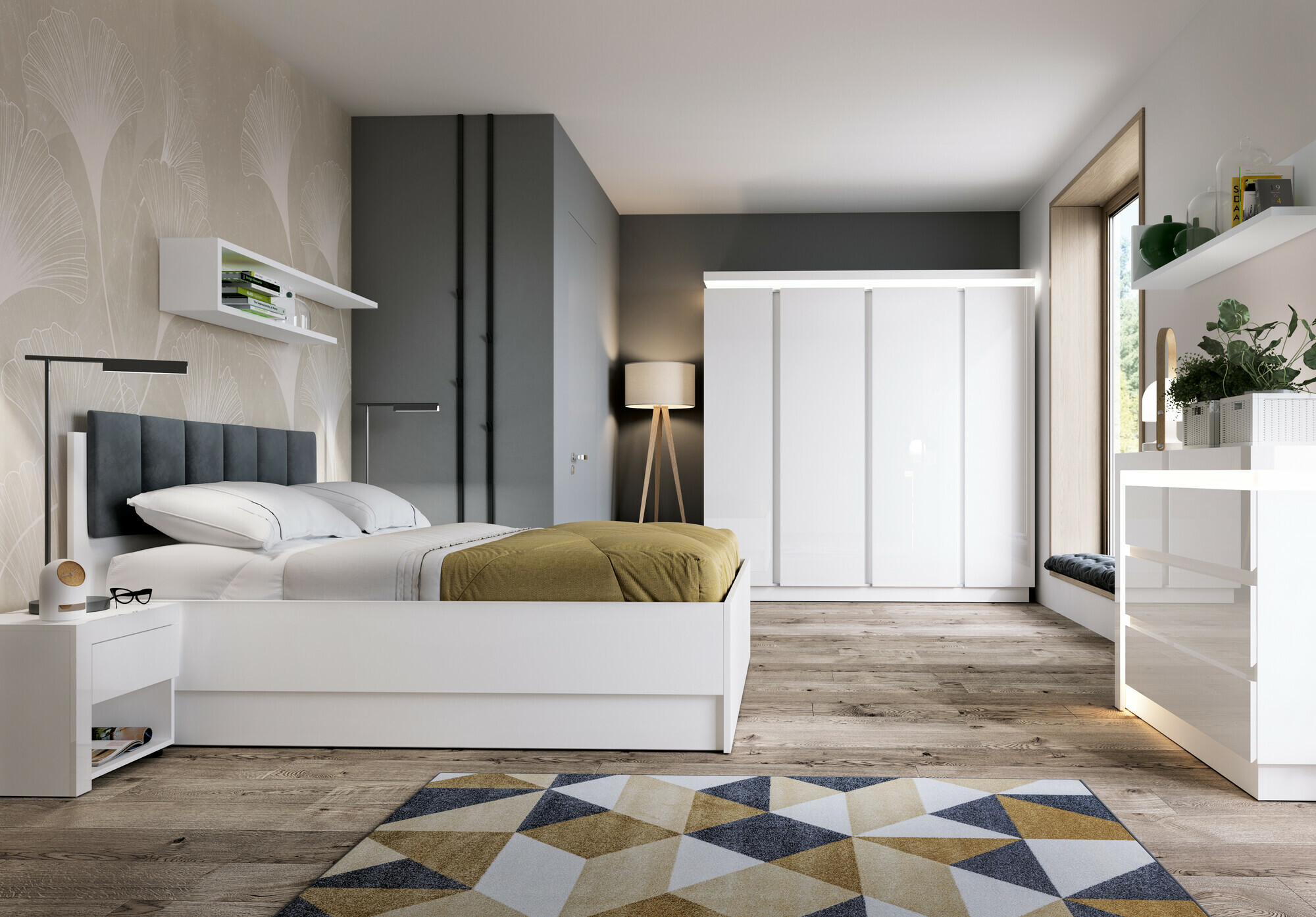 Komoda Feldeli 108 (Belo + Sjajno belo)