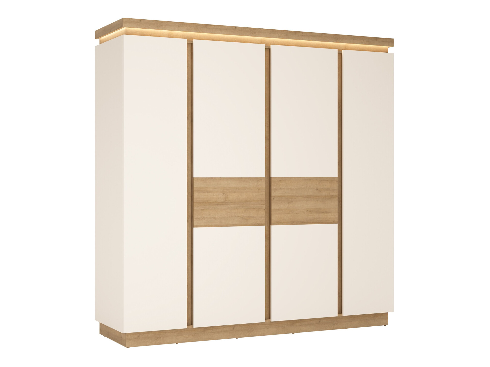 Ormar Feldeli 116 (Riviera hrast + Sjajno belo)