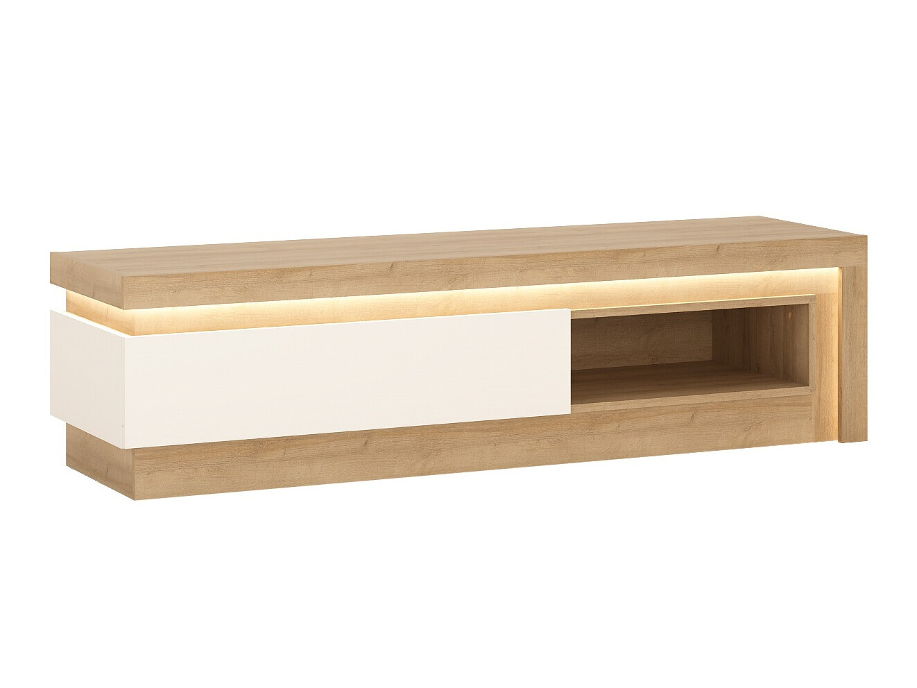 TV komoda Feldeli 102 (Riviera hrast + Sjajno belo)