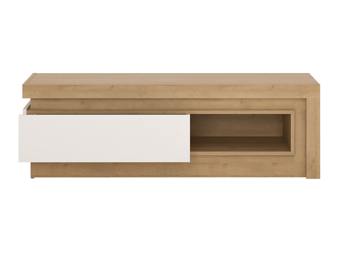 TV komoda Feldeli 102 (Riviera hrast + Sjajno belo)
