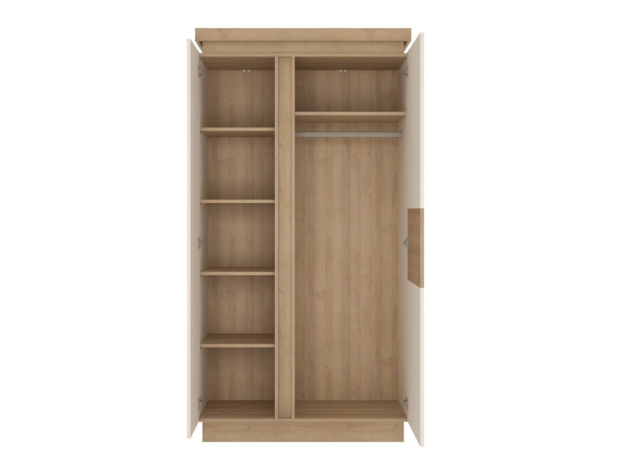 Ormar Feldeli 106 (Riviera hrast + Sjajno belo)