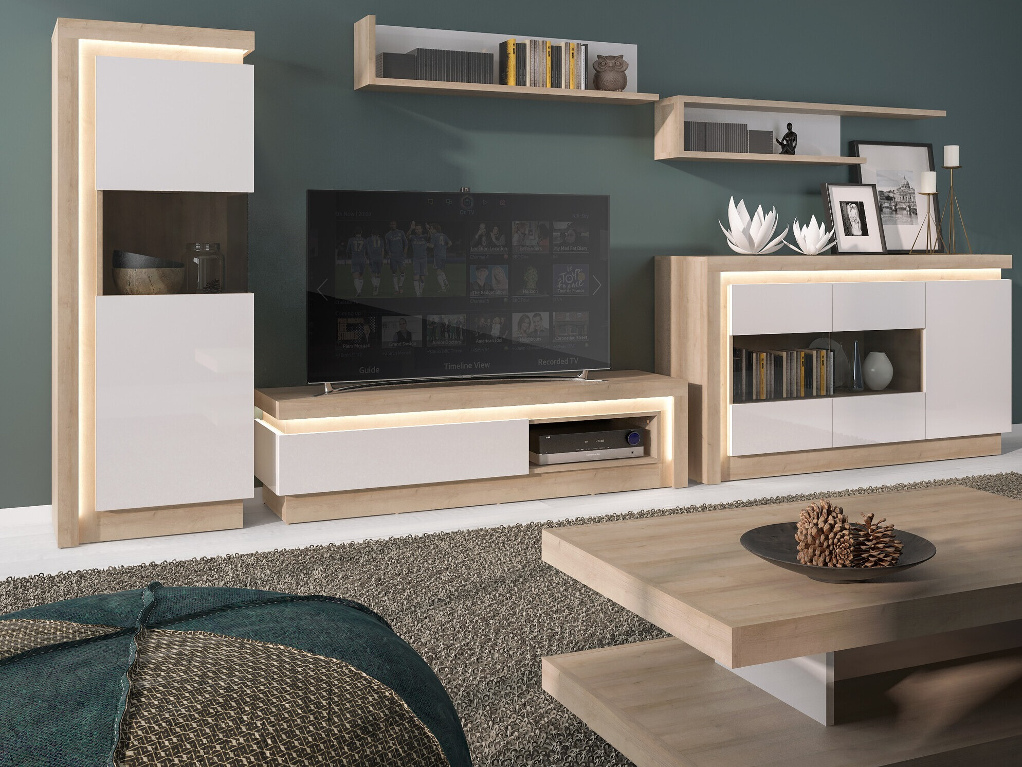 Ormarić Feldeli 104 (Riviera hrast + Sjajno belo)