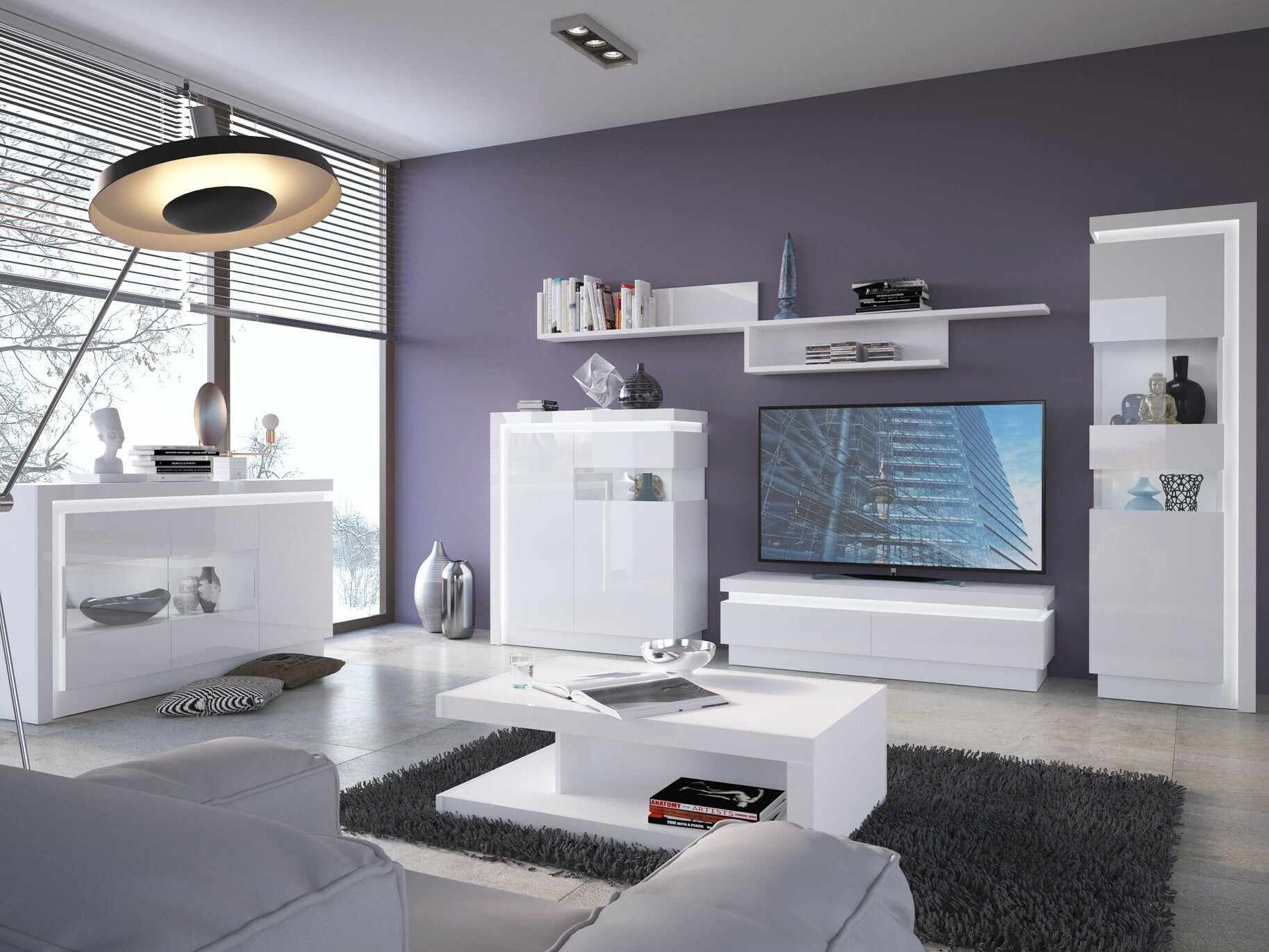 Polica Feldeli 111 (Belo + Sjajno belo)