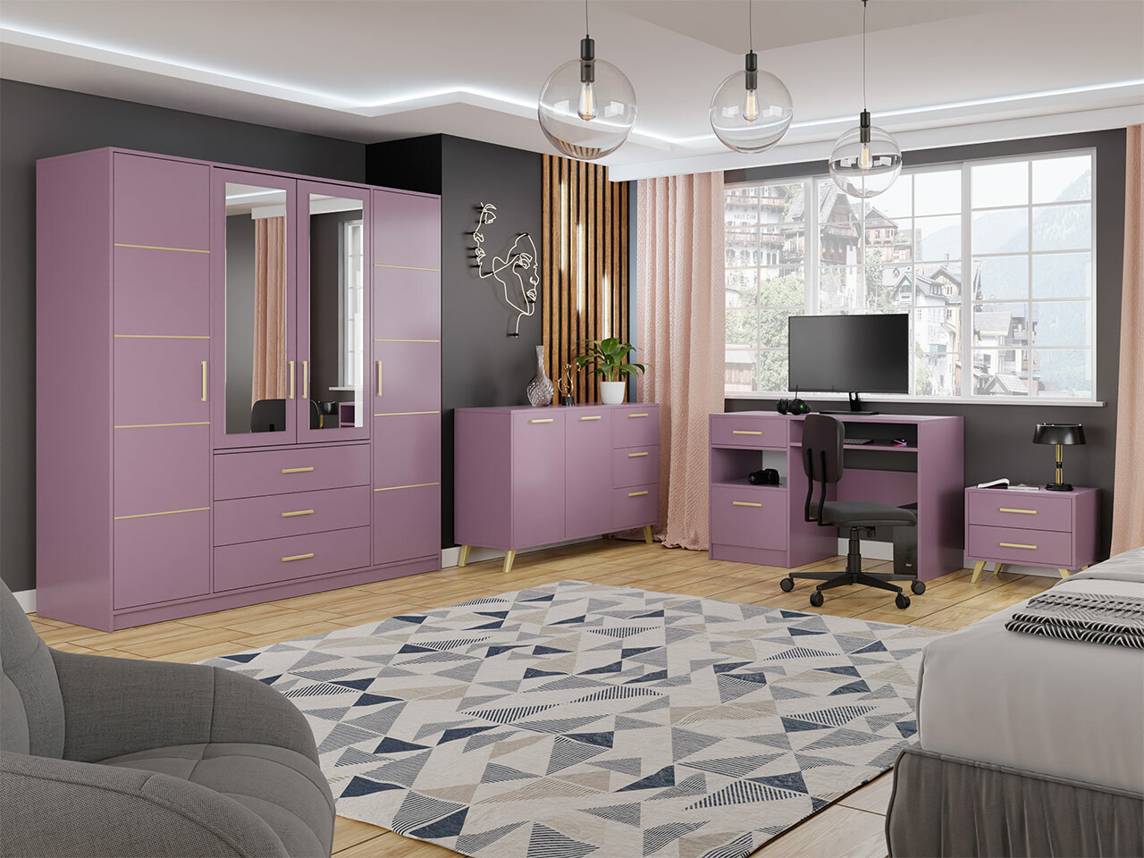 Set nameštaja Rosa I (Ljubičasta)