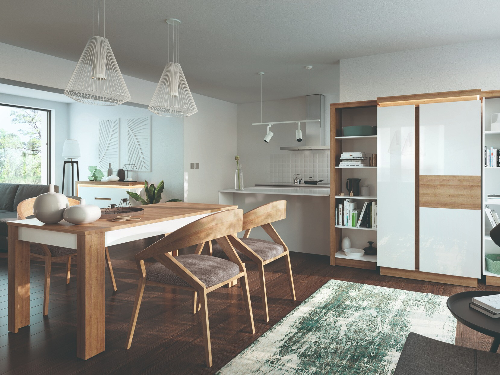 Sto Feldeli 119 (Riviera hrast + Sjajno belo)