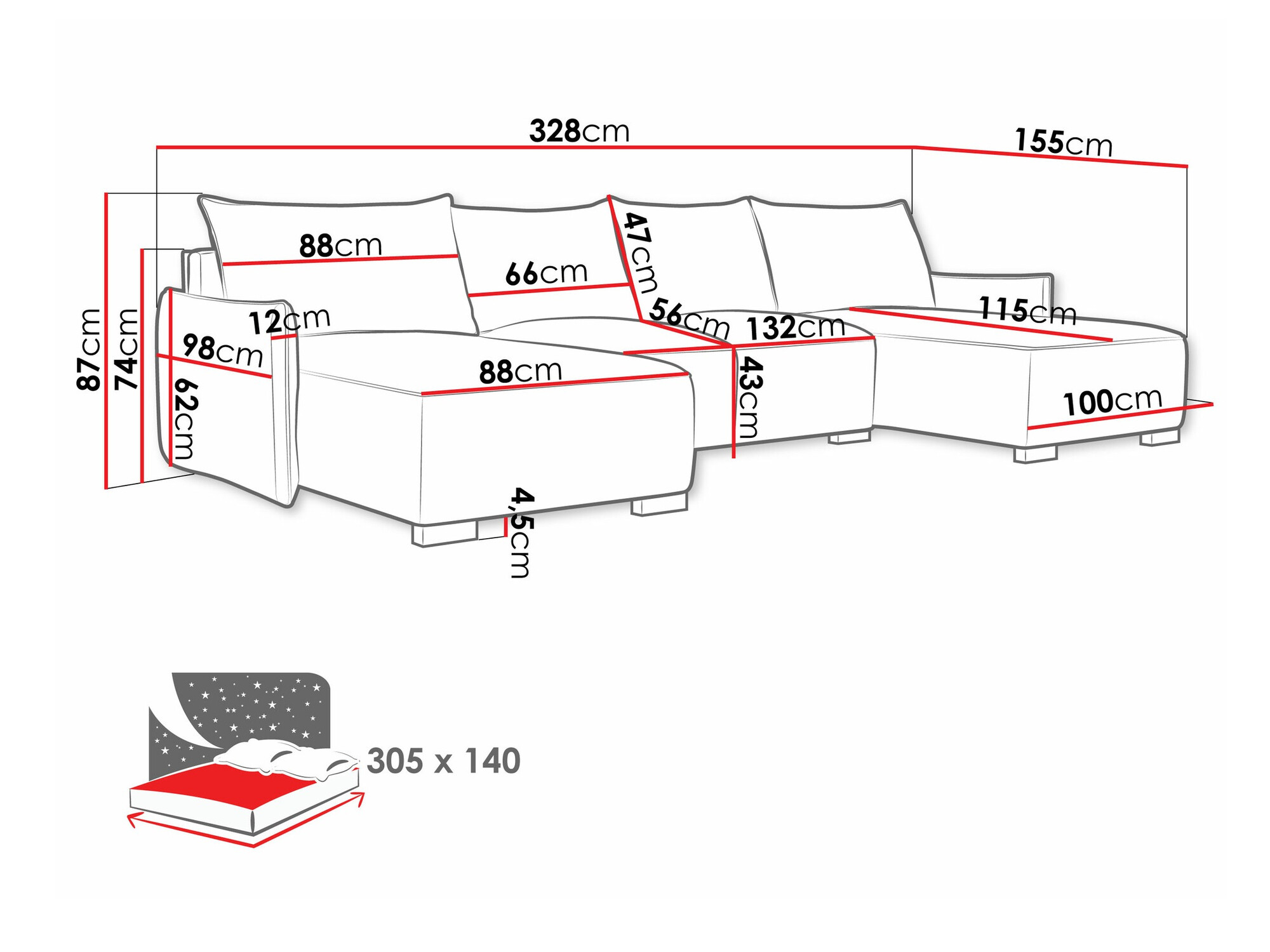 Ugaona sofa Columbus 218 (Soul 15)