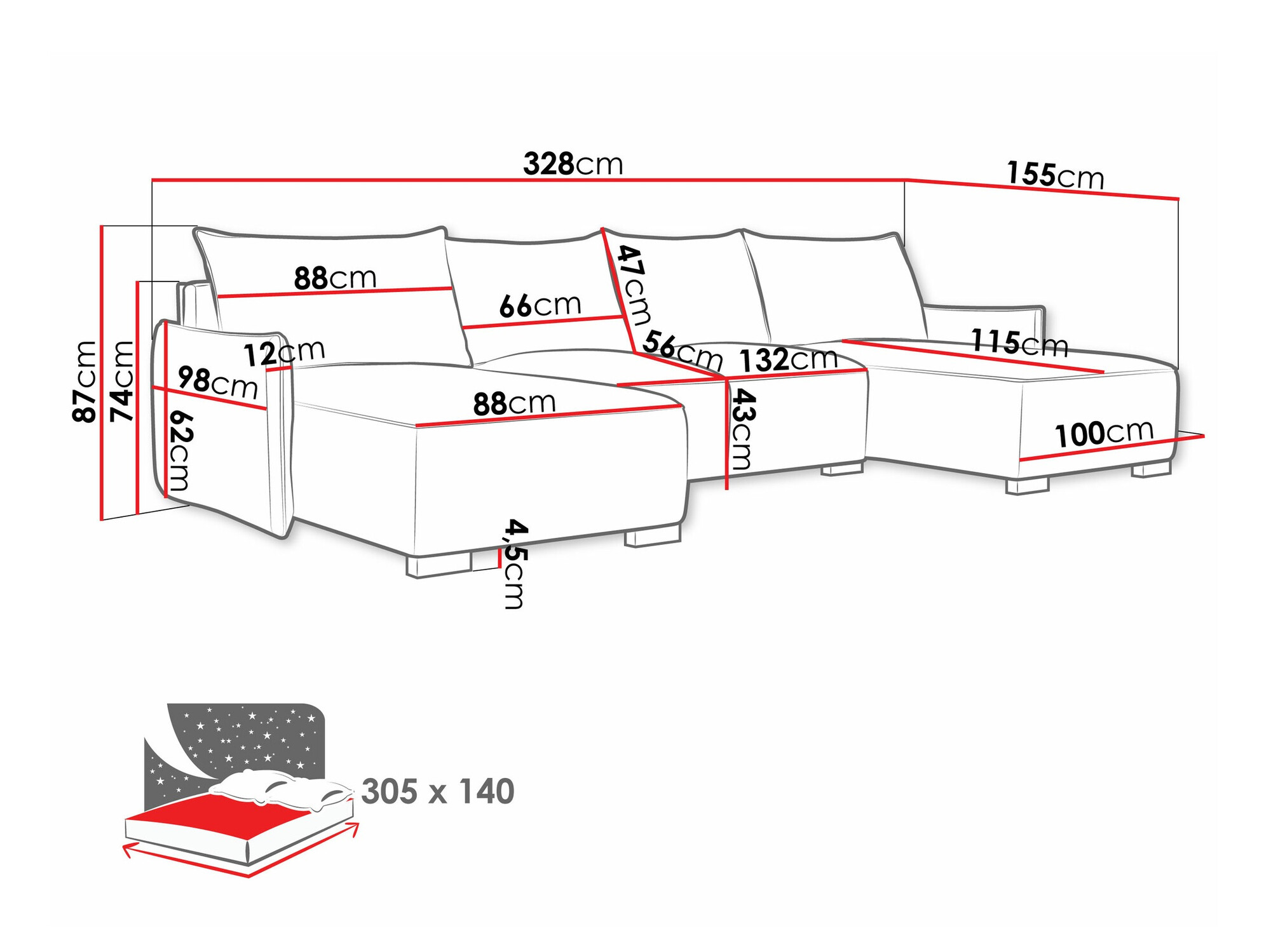Ugaona sofa Columbus 218 (Soul 18)