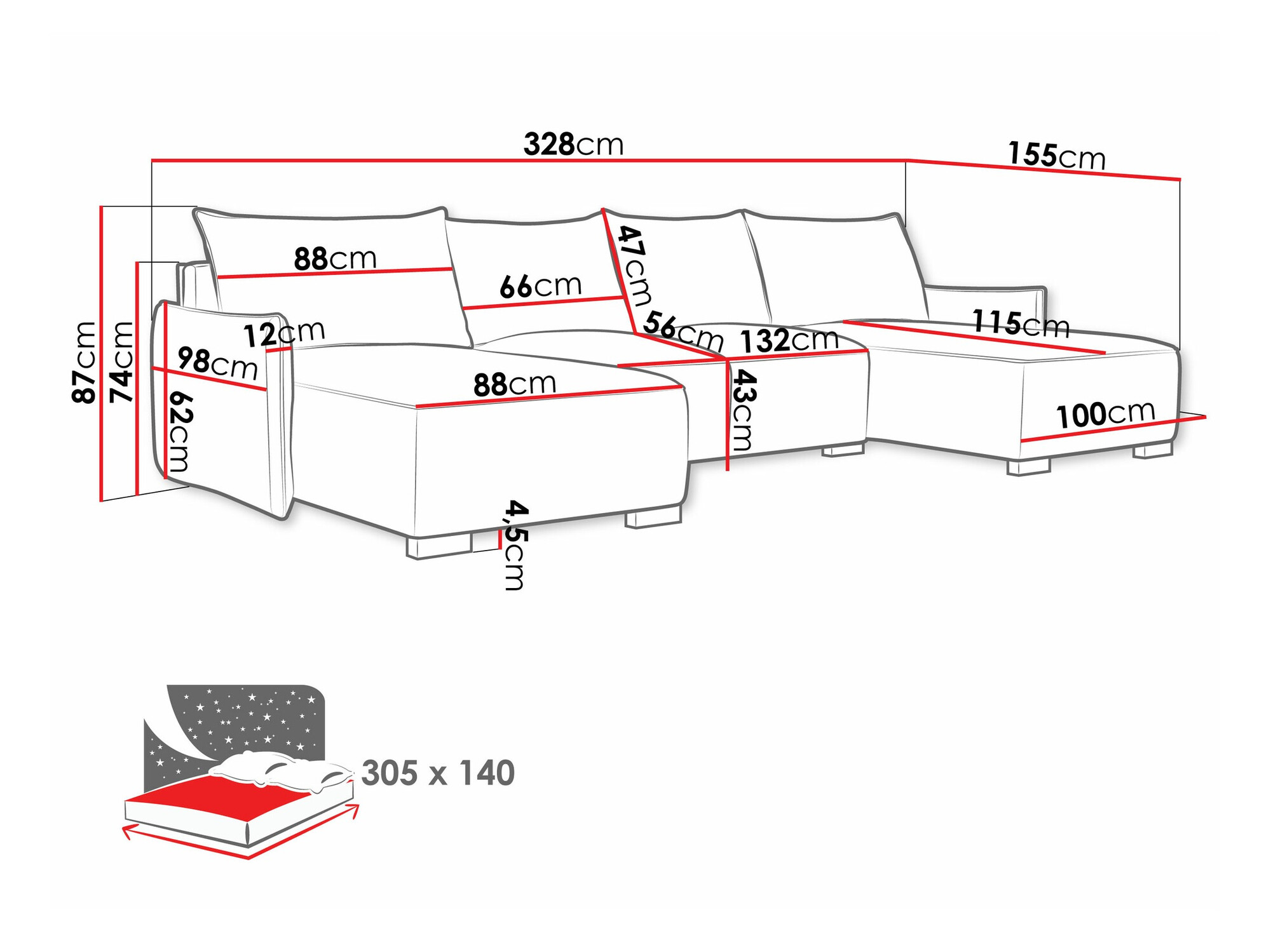 Ugaona sofa Columbus 218 (Soul 1)