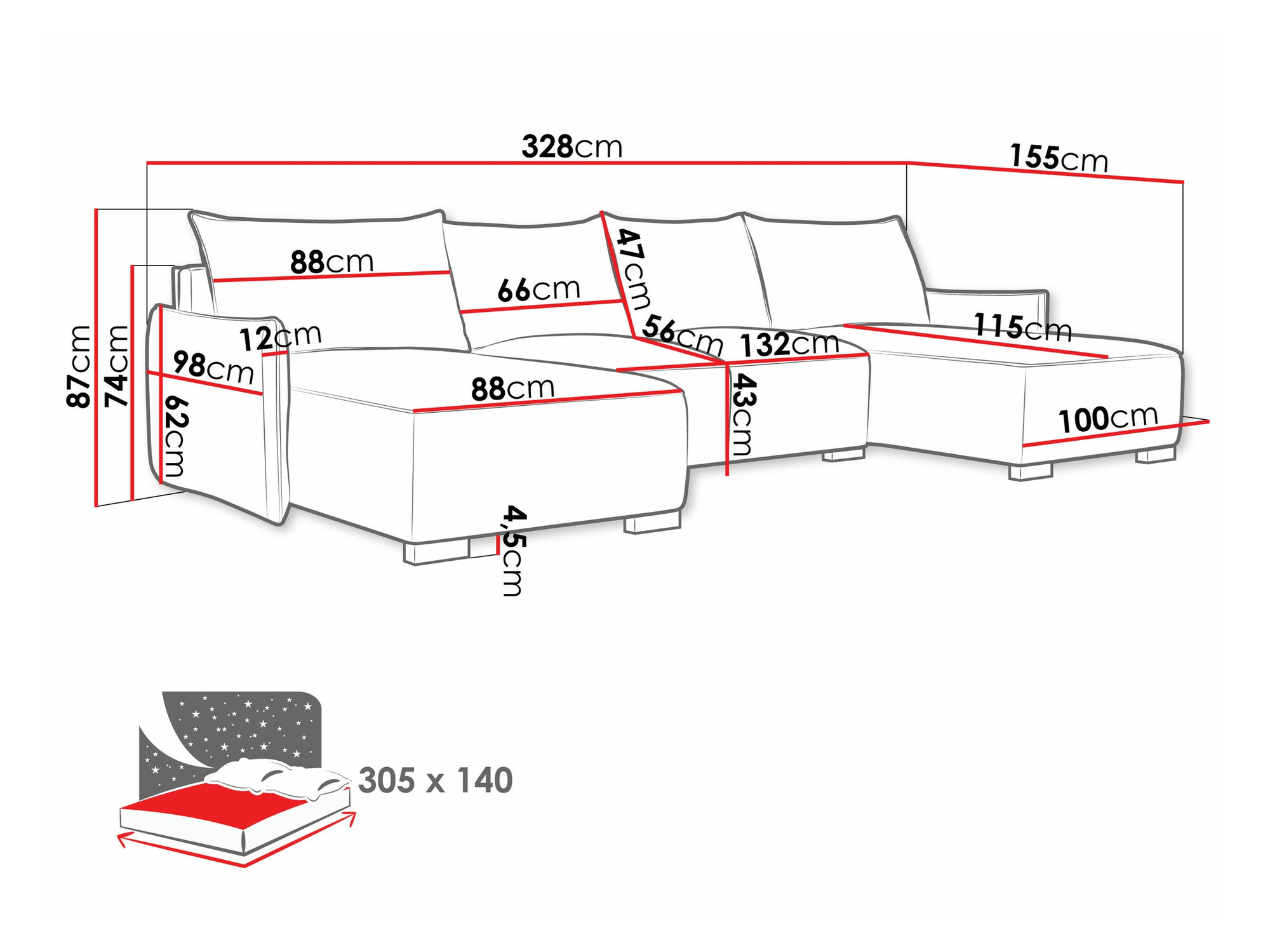 Ugaona sofa Columbus 218 (Soul 4)