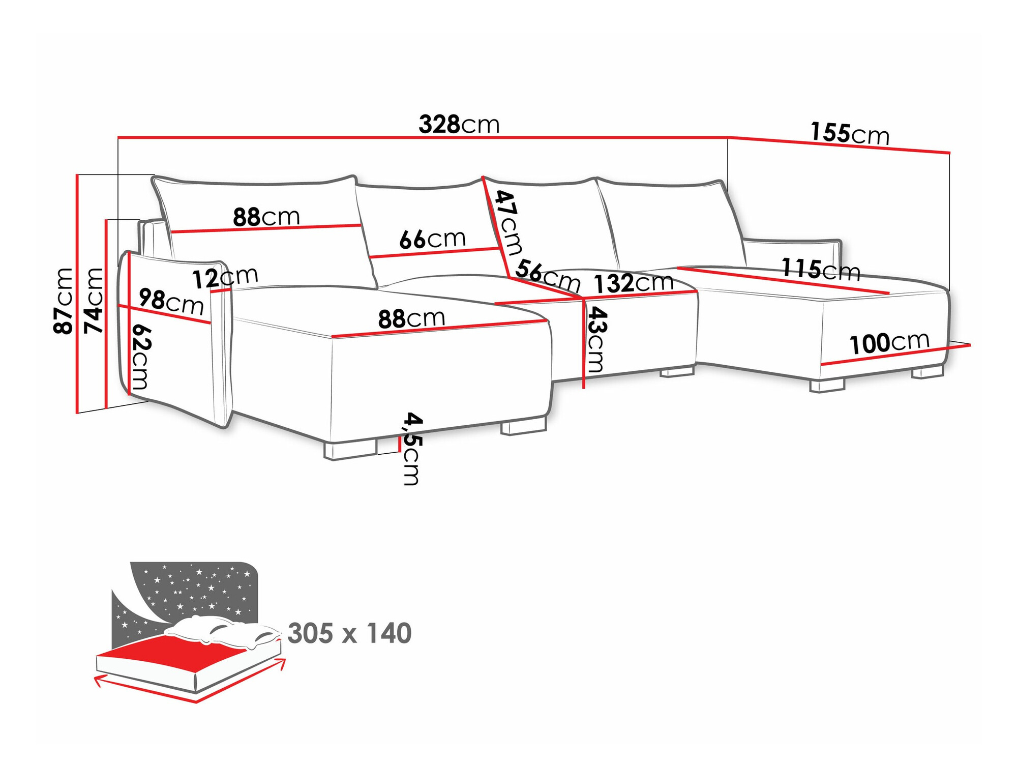 Ugaona sofa Columbus 218 (Soul 8)