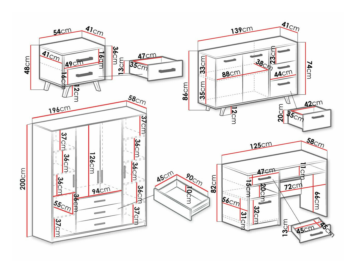 Set nameštaja Dortivu 150 (Ljubičasta)