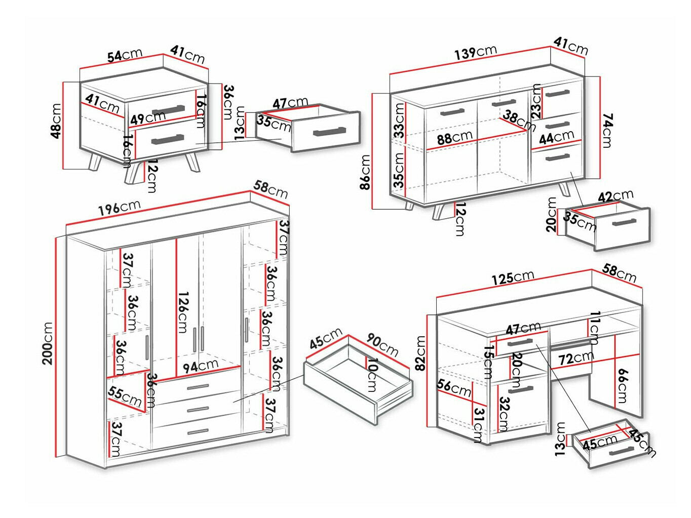 Set nameštaja Dortivu 150 (Zelena)