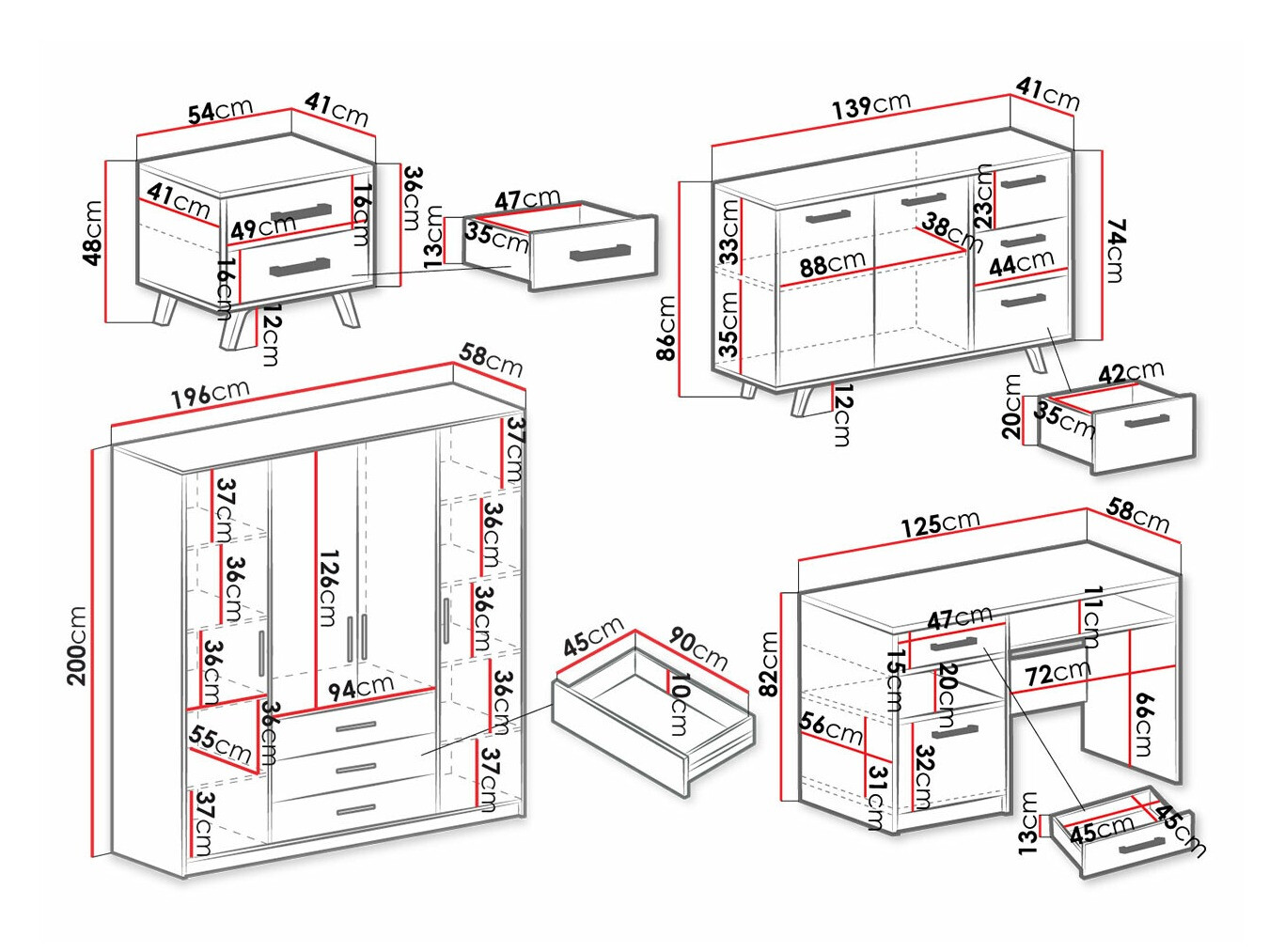 Set nameštaja Rosa I (Plava)