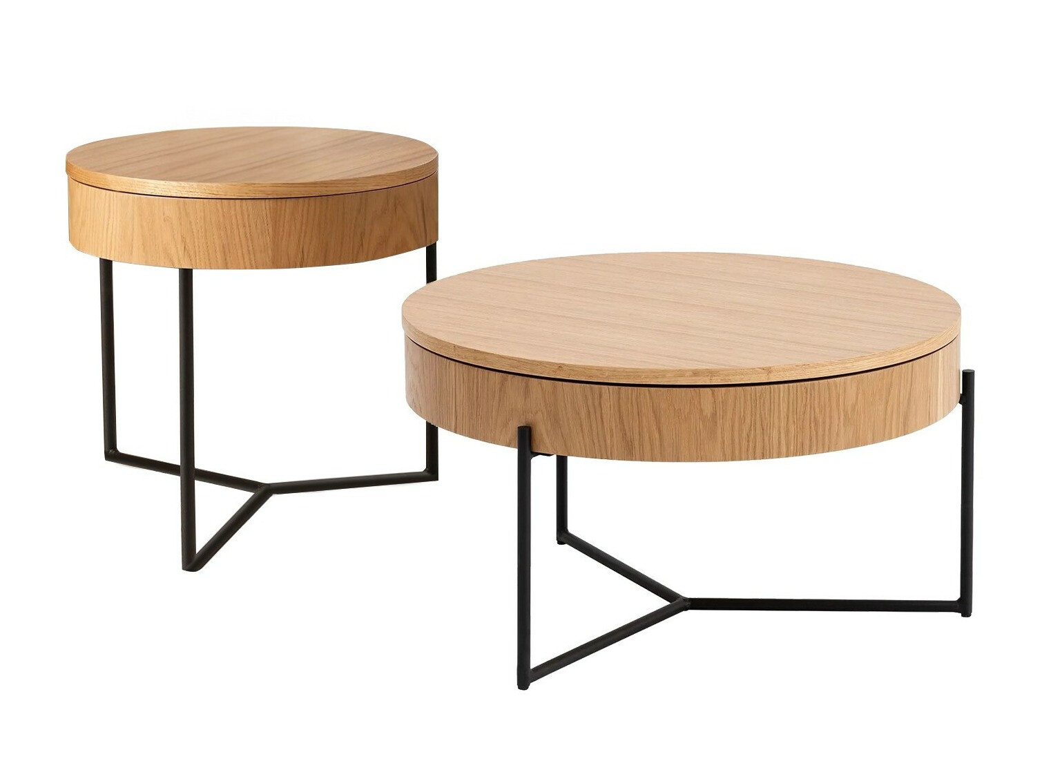 Set stočića za kafu Kailua 2133 (Svetlo drvo + Crno)