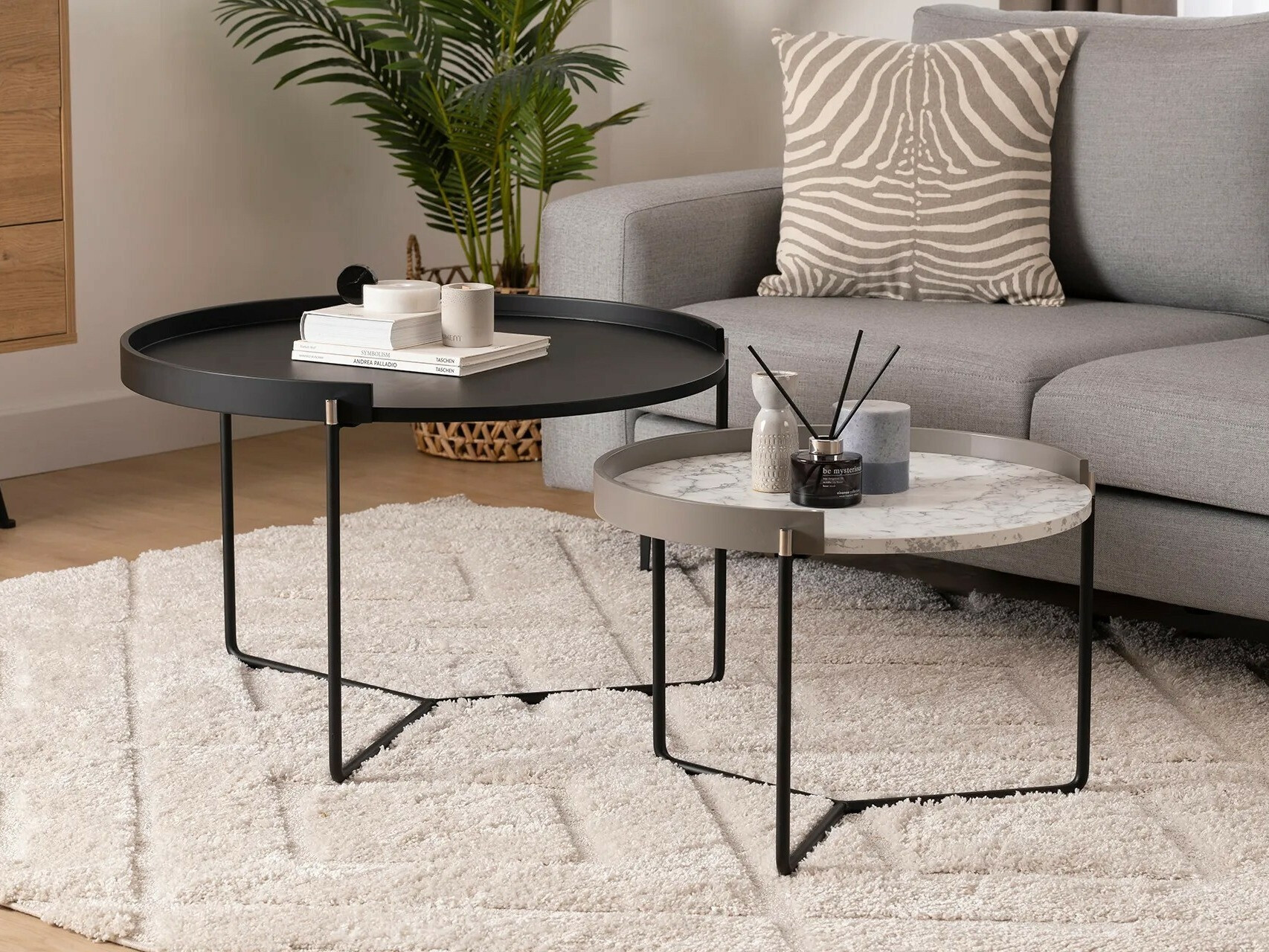 Set stočića za kafu Kailua 2135 (Antracit + Sivi mermer)