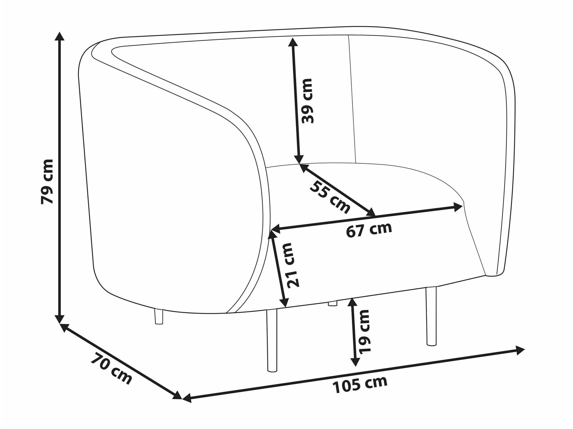 Fotelja Berwyn 122 (Belo + Crno)