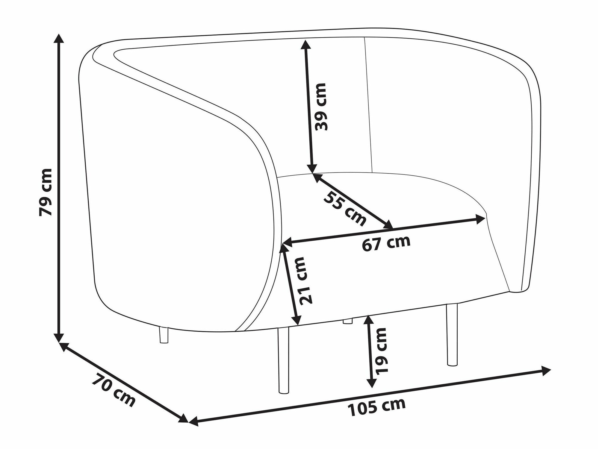 Fotelja Berwyn 2033 (Crno + Narandžasta)