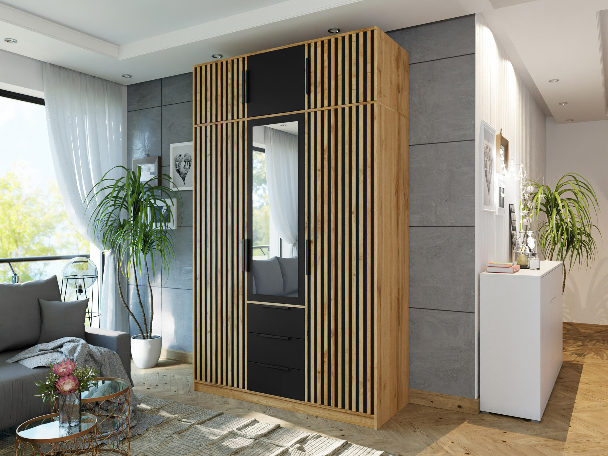 Ormar Enolevo 106 (Вотан храст + Crno)