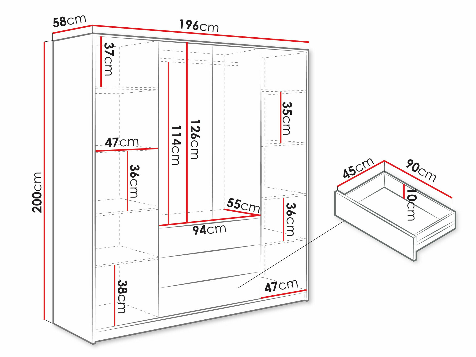 Ormar Collis II (Hrast Votan + Crno)