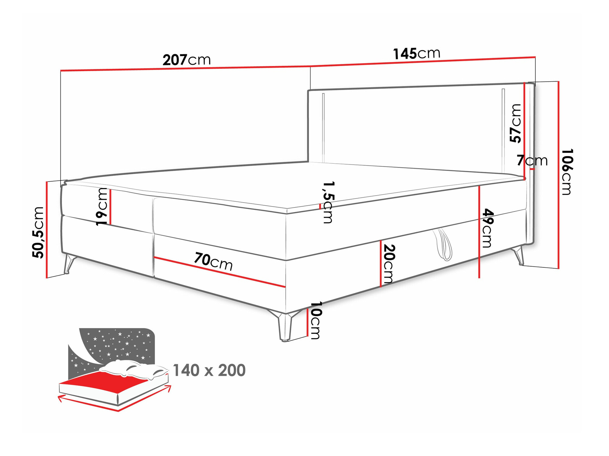 Boxspring krevet Memphis 147 (Manila 09)