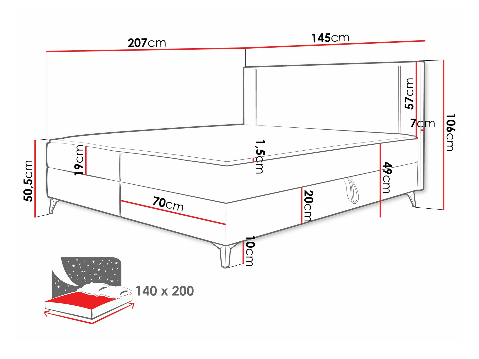 Boxspring krevet Memphis 147 (Manila 14)