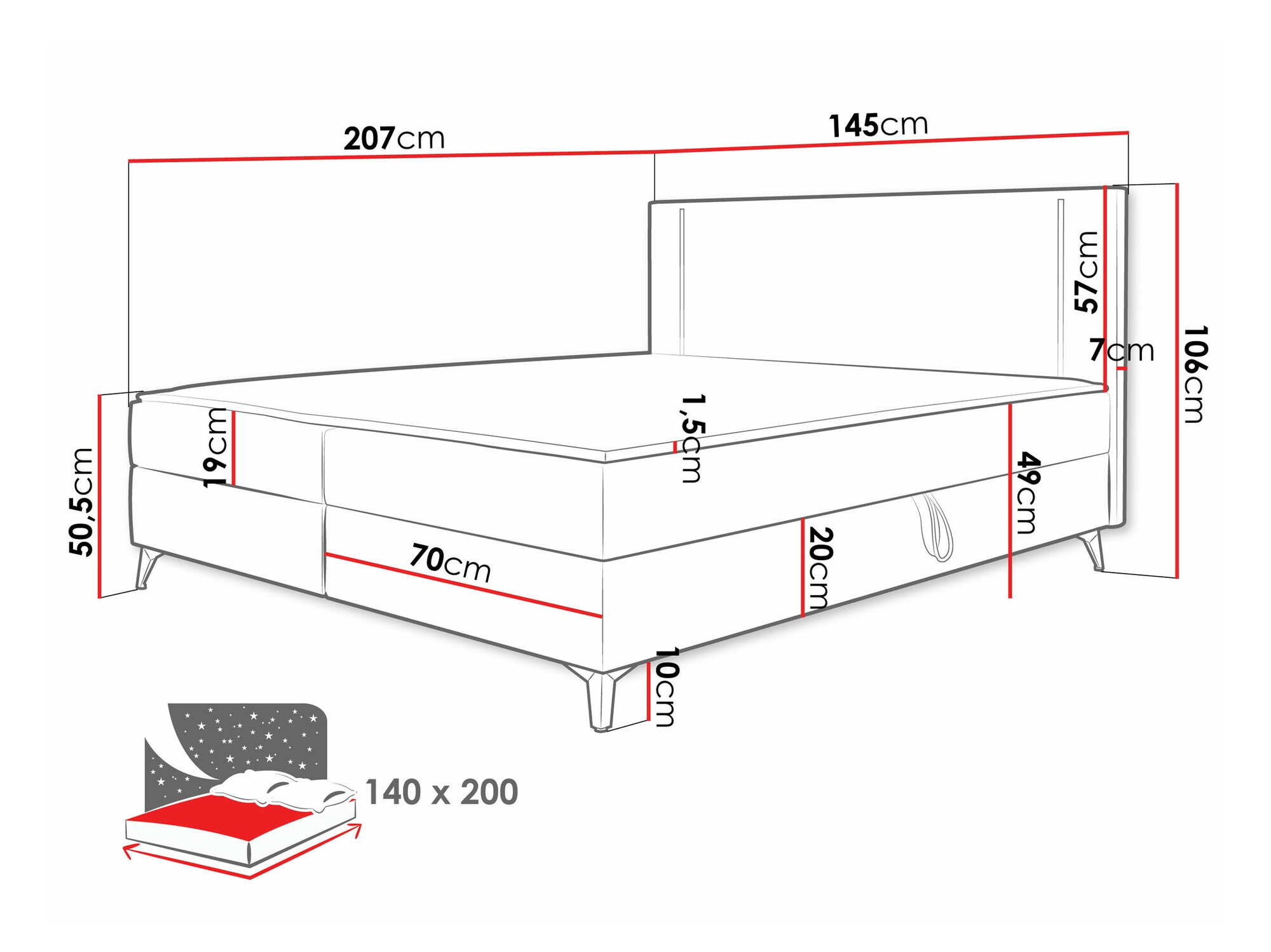 Boxspring krevet Memphis 147 (Manila 26)