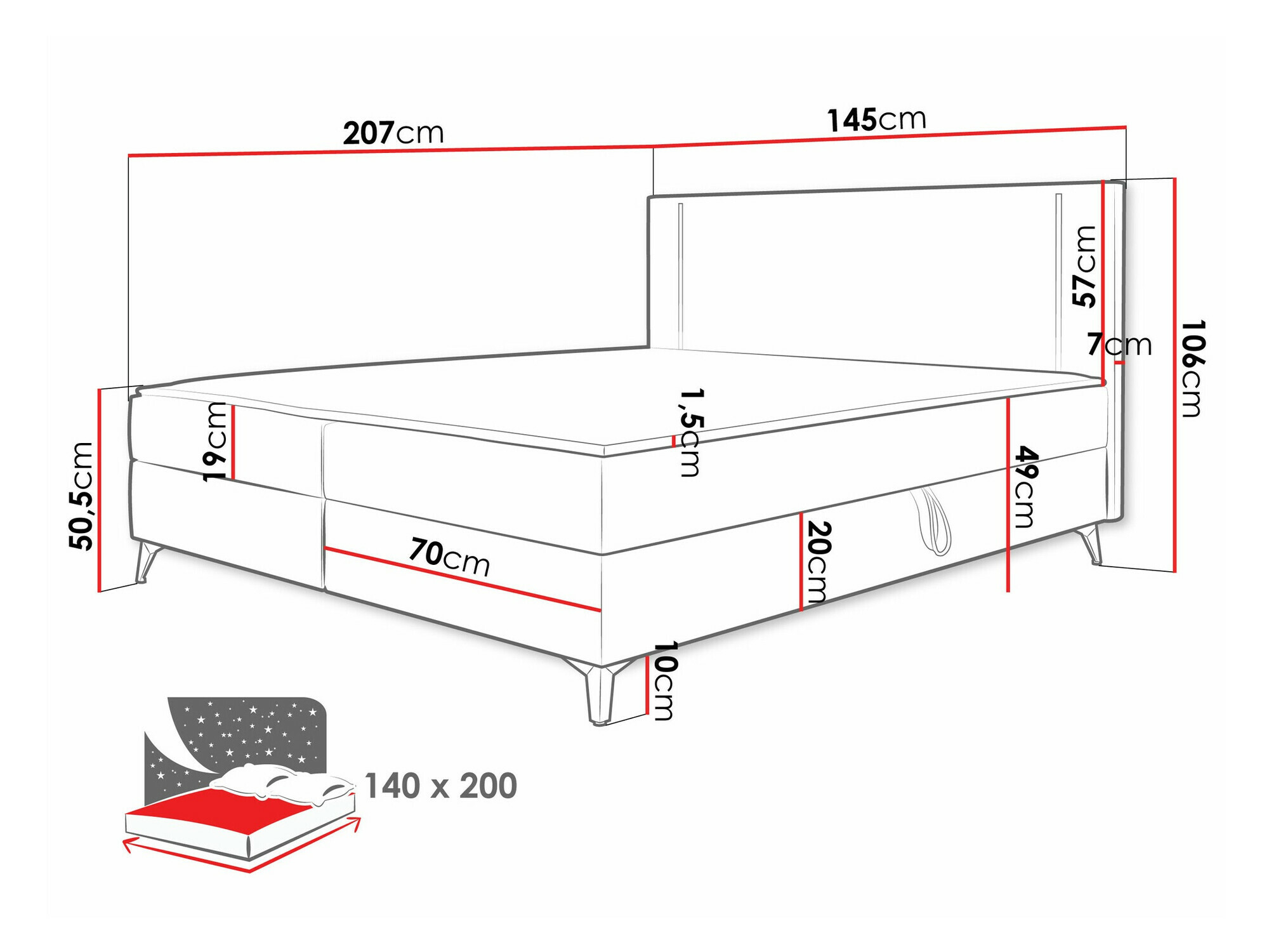 Boxspring krevet Memphis 147 (Manila 37)