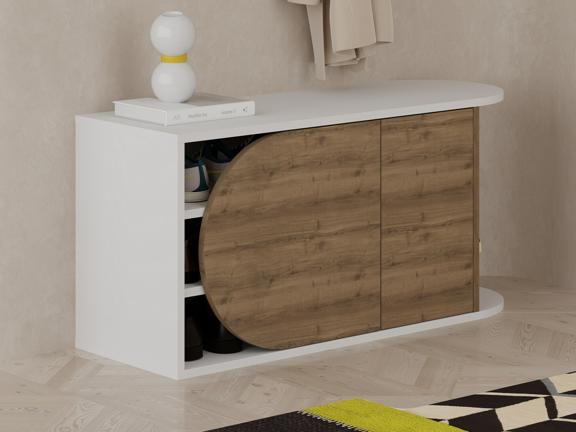 Cipelarnik Kailua 2151 (Belo + Tamno drvo)