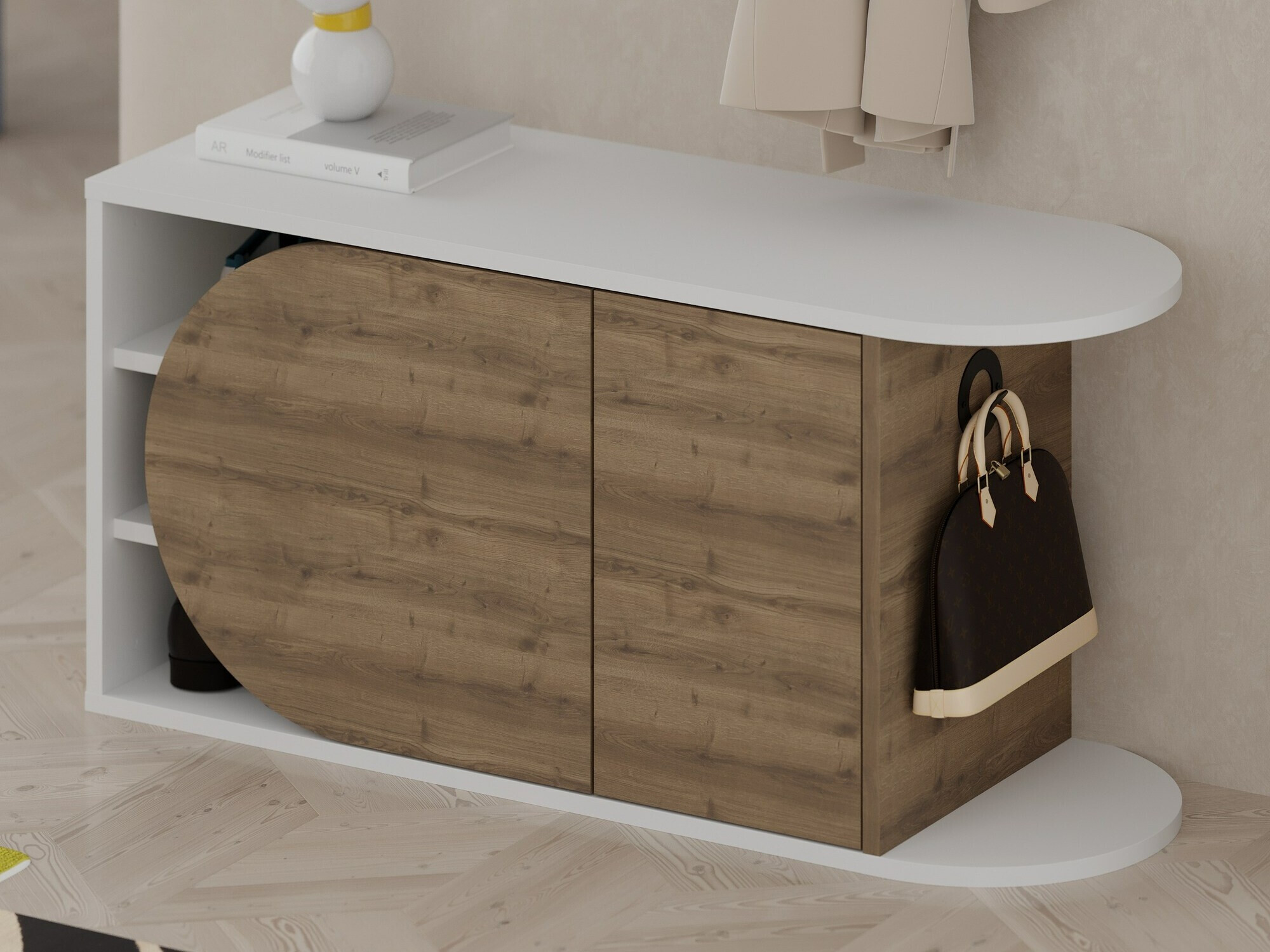 Cipelarnik Kailua 2151 (Belo + Tamno drvo)