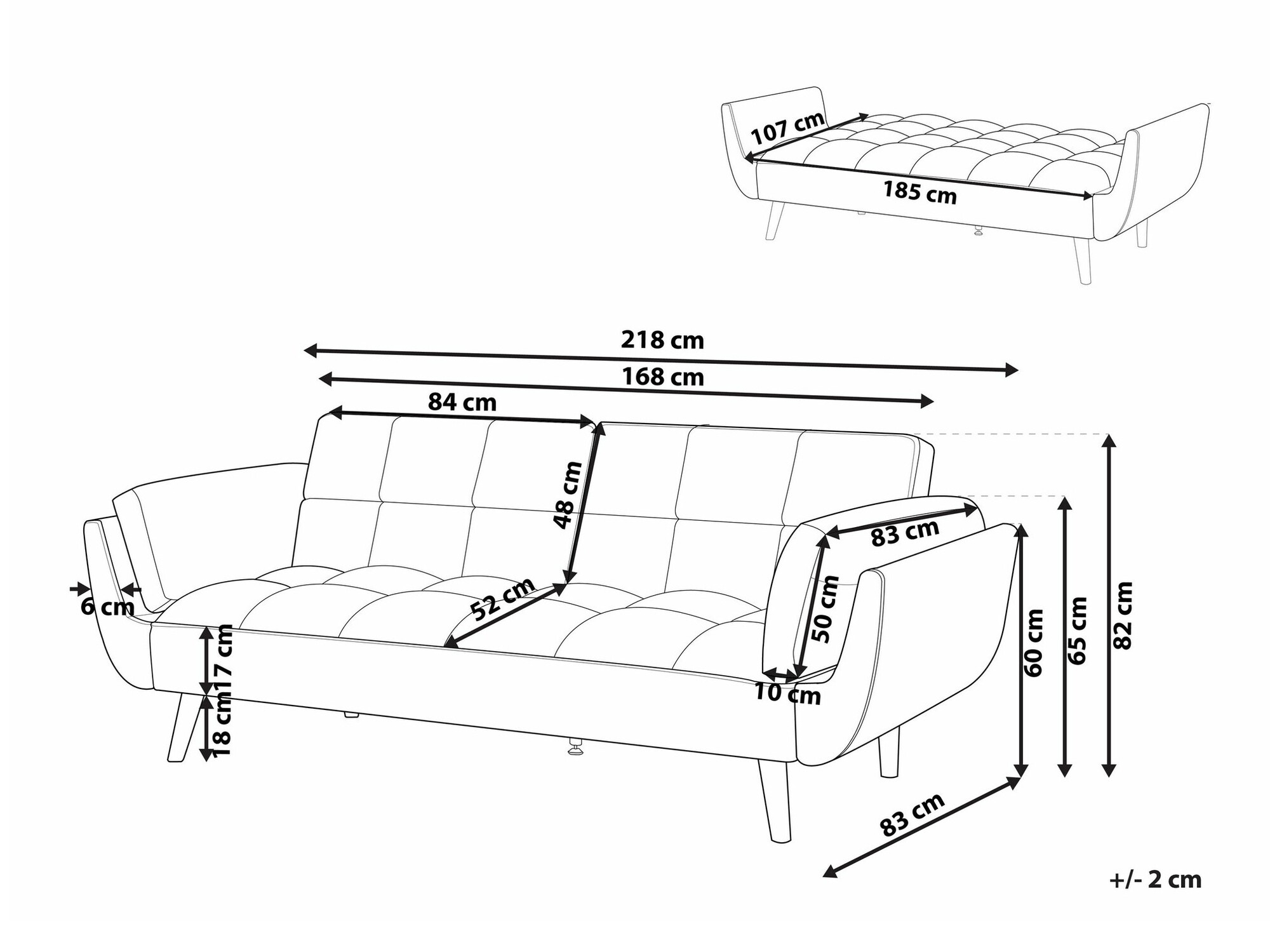 Sofa na razvlačenje Berwyn 2077 (Crno)