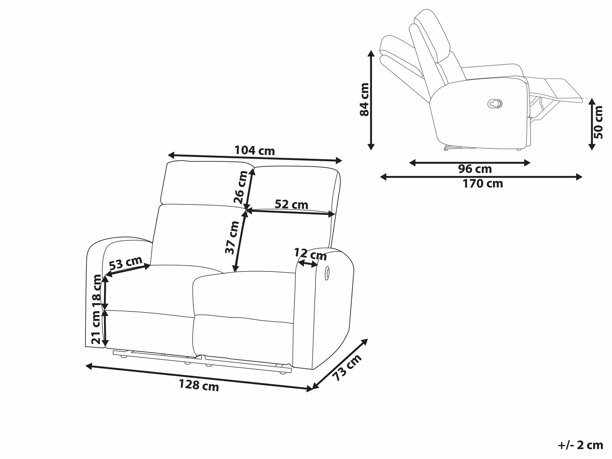 Relaks sofa Berwyn 2107 (Krem)