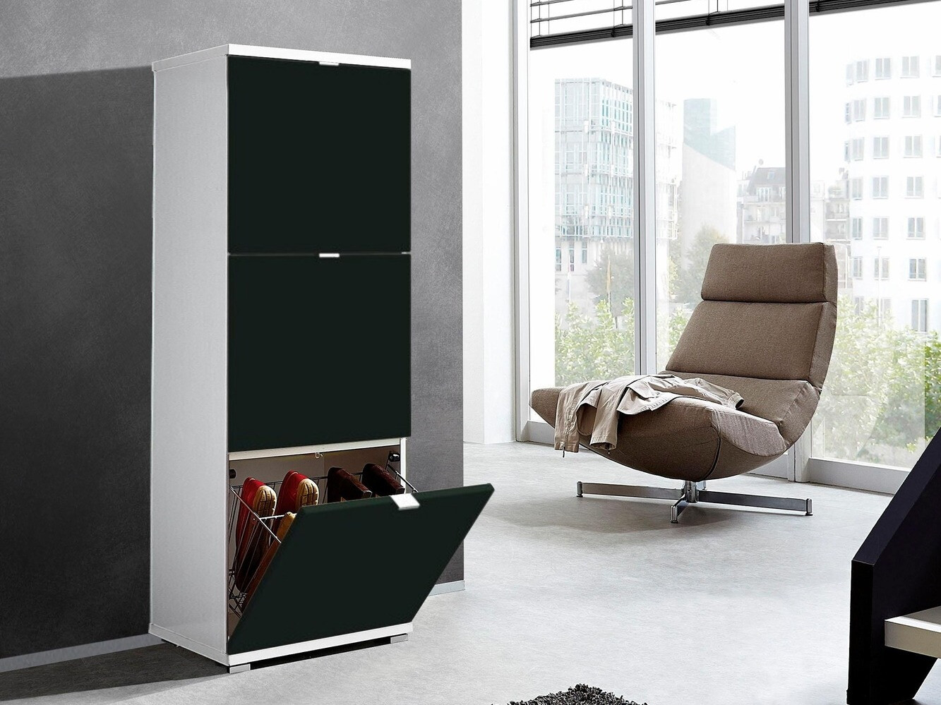 Cipelarnik Veltena 106 (Sjajno belo + Crno)