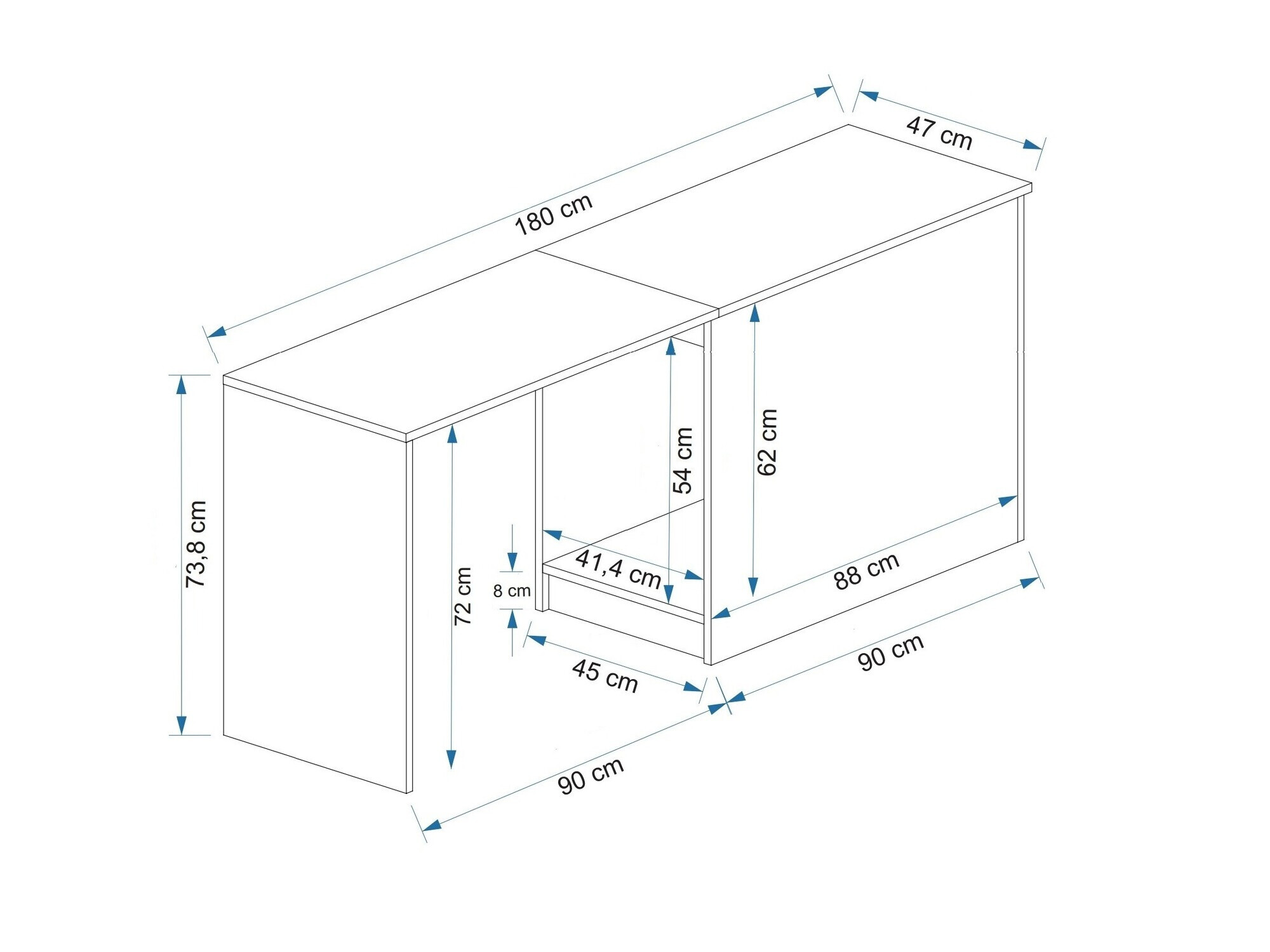 Kancelarijski sto Kailua 2183 (Antracit + Bor)