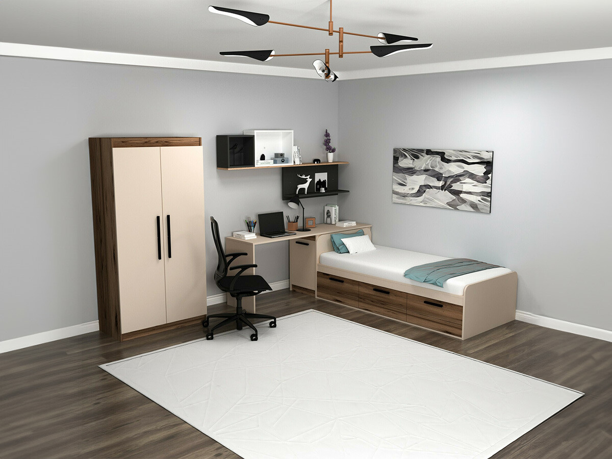 Zidna polica Kailua 2184 (Belo + Antracit + Bor)