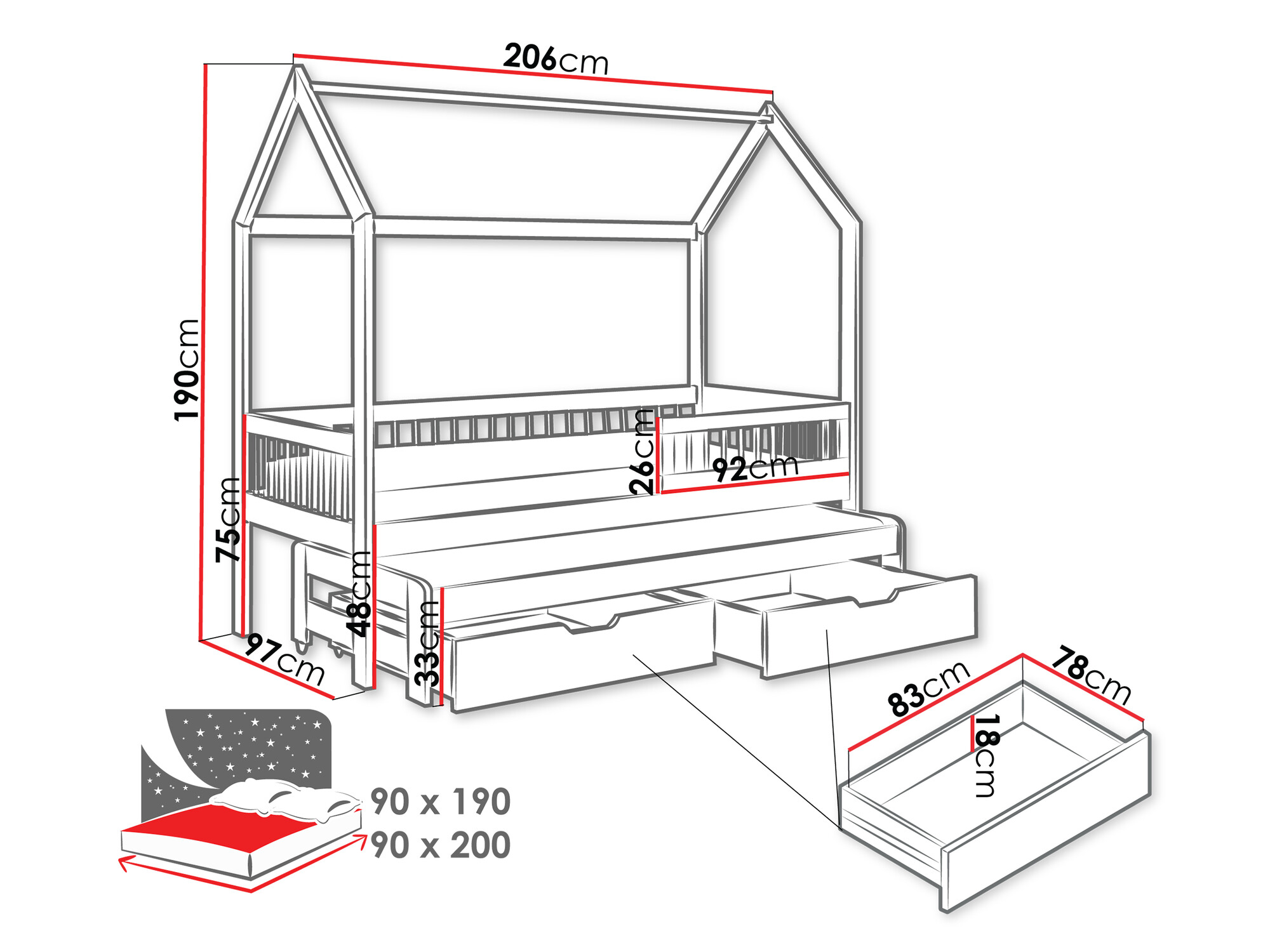 Krevet Henderson 166 (Sivo)