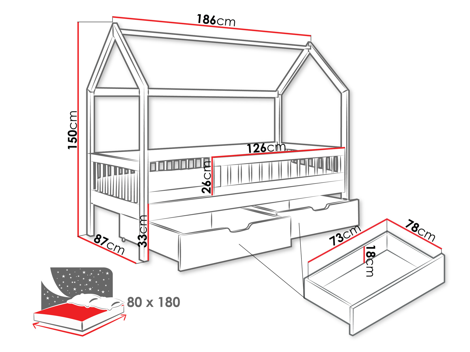 Krevet Henderson 167 (Belo)